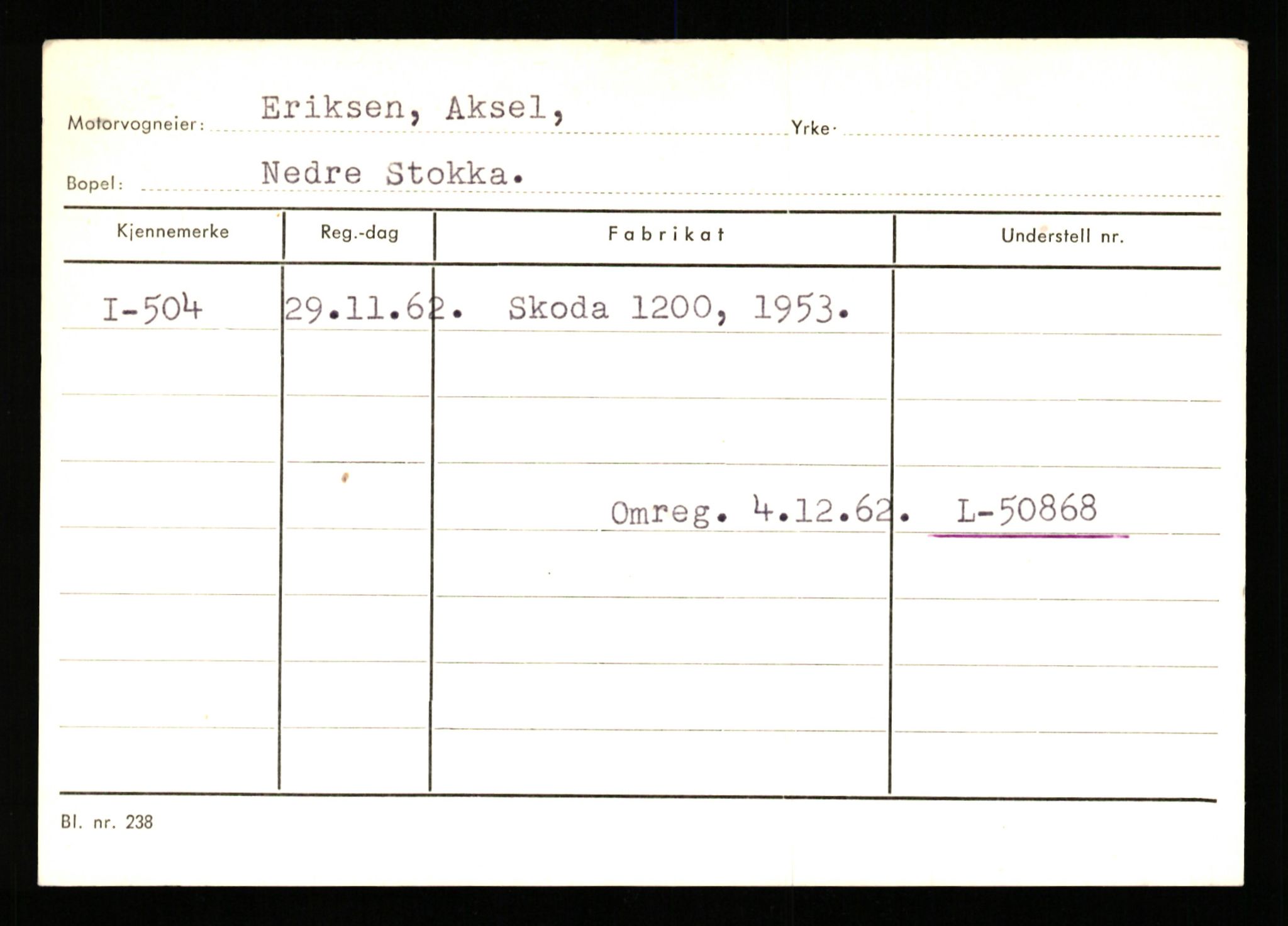 Stavanger trafikkstasjon, SAST/A-101942/0/G/L0001: Registreringsnummer: 0 - 5782, 1930-1971, p. 297