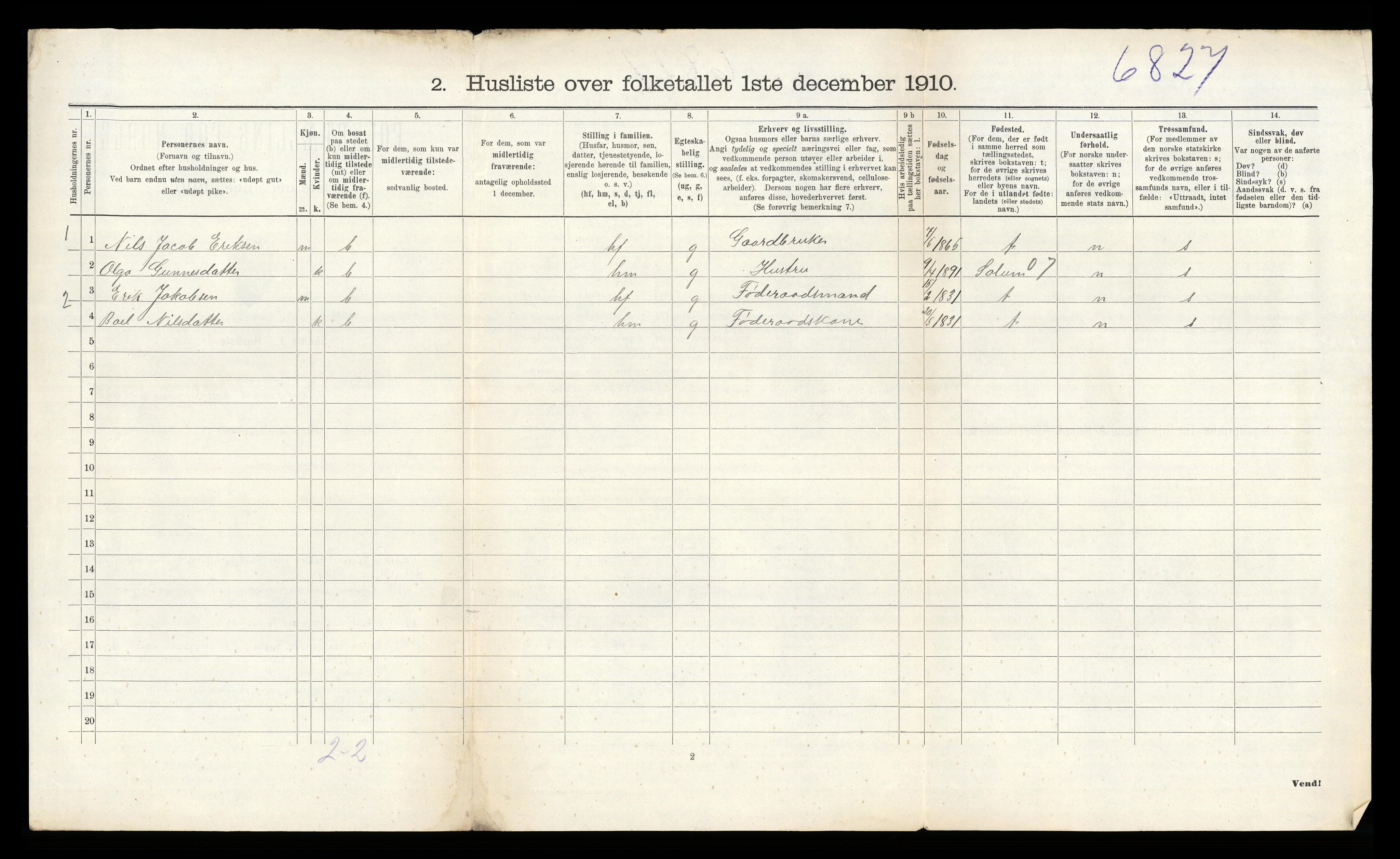 RA, 1910 census for Eidanger, 1910, p. 992