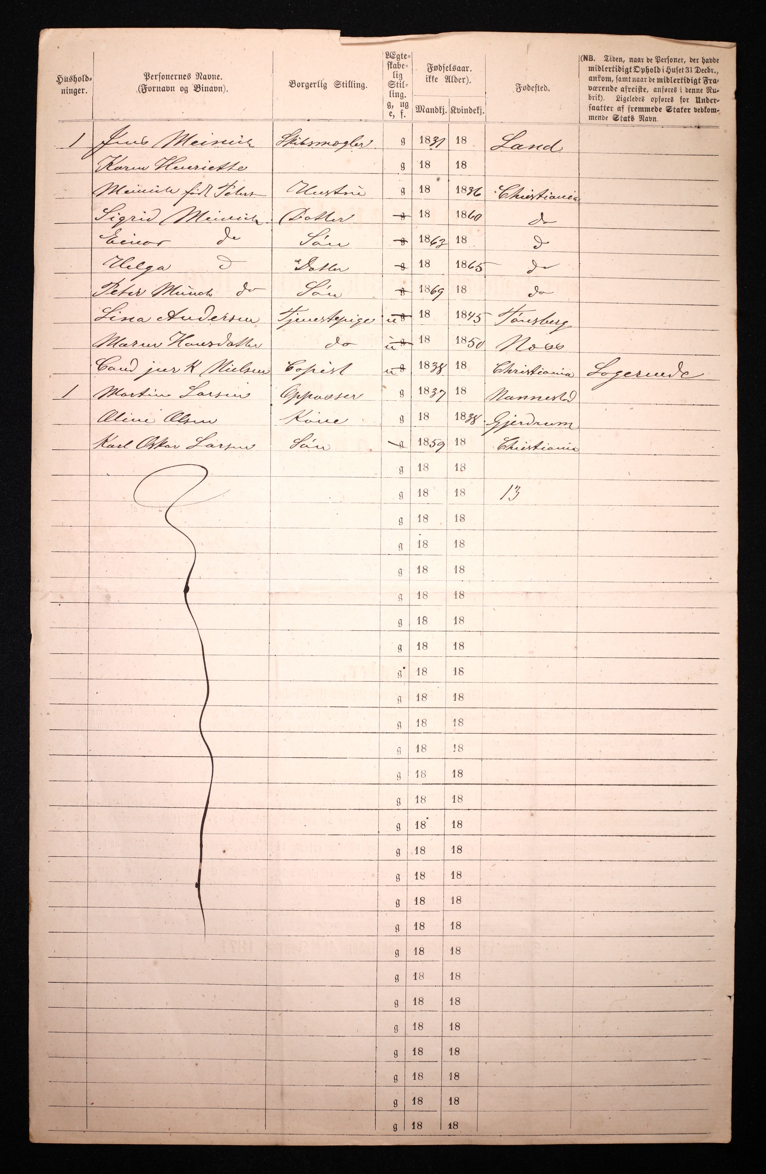 RA, 1870 census for 0301 Kristiania, 1870, p. 3601