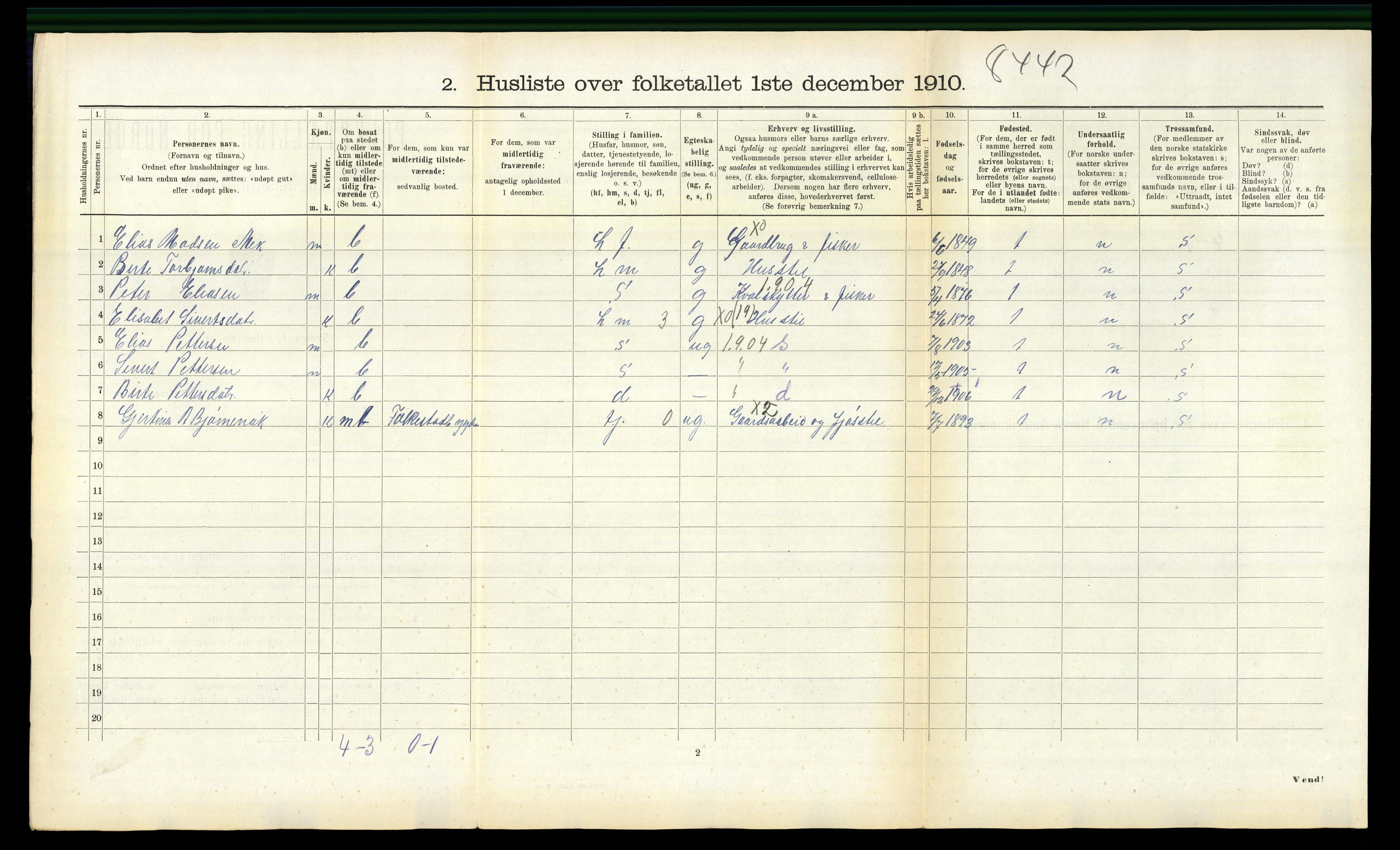 RA, 1910 census for Volda, 1910, p. 1181