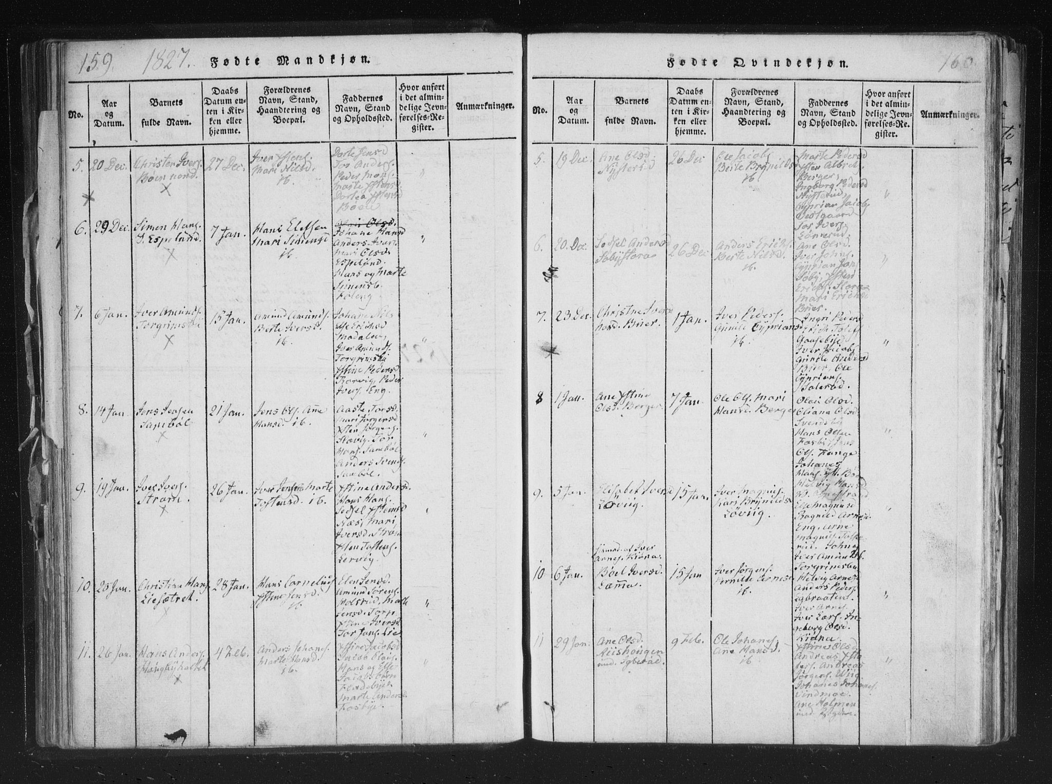 Aremark prestekontor Kirkebøker, SAO/A-10899/F/Fc/L0001: Parish register (official) no. III 1, 1814-1834, p. 159-160