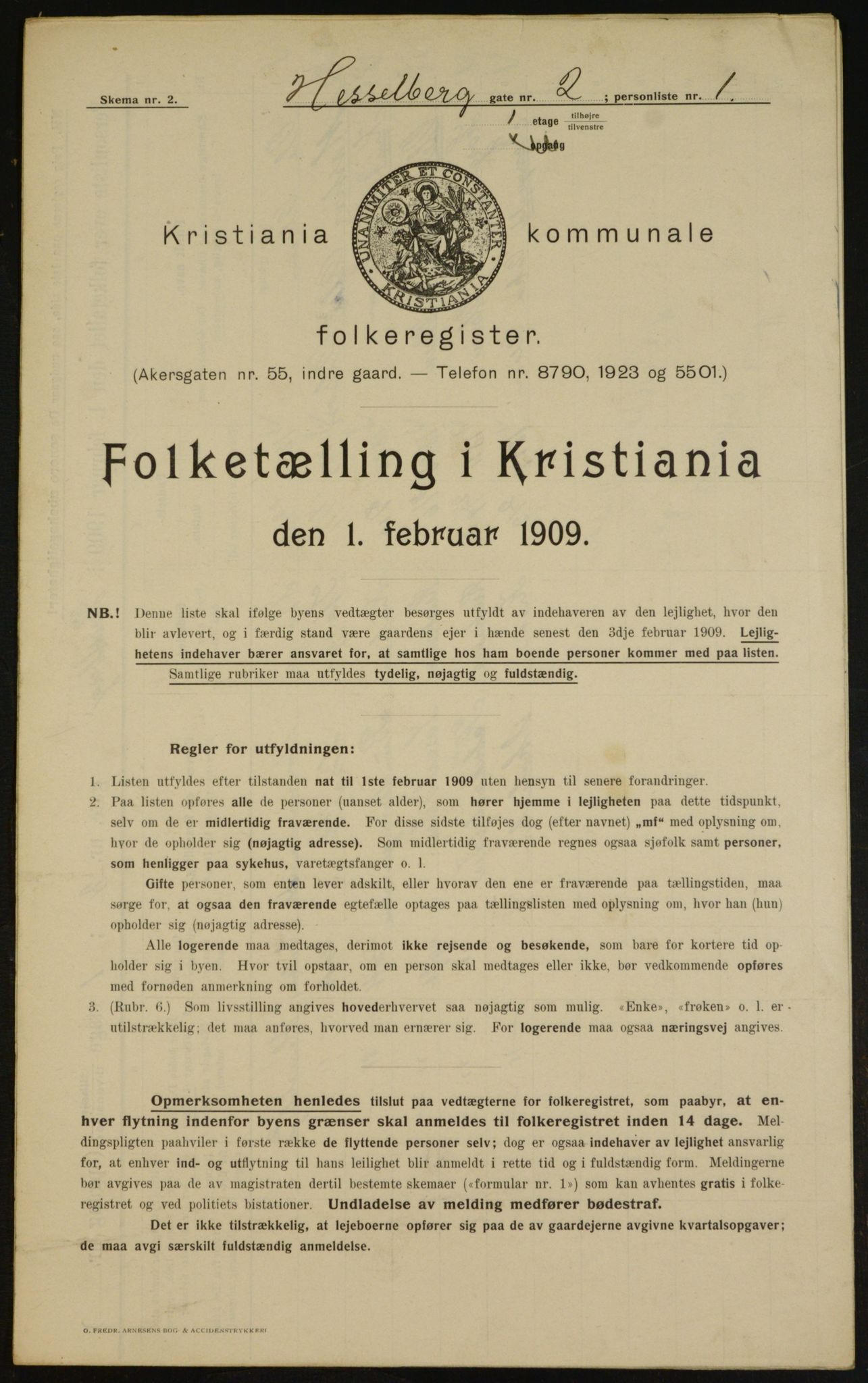 OBA, Municipal Census 1909 for Kristiania, 1909, p. 36091