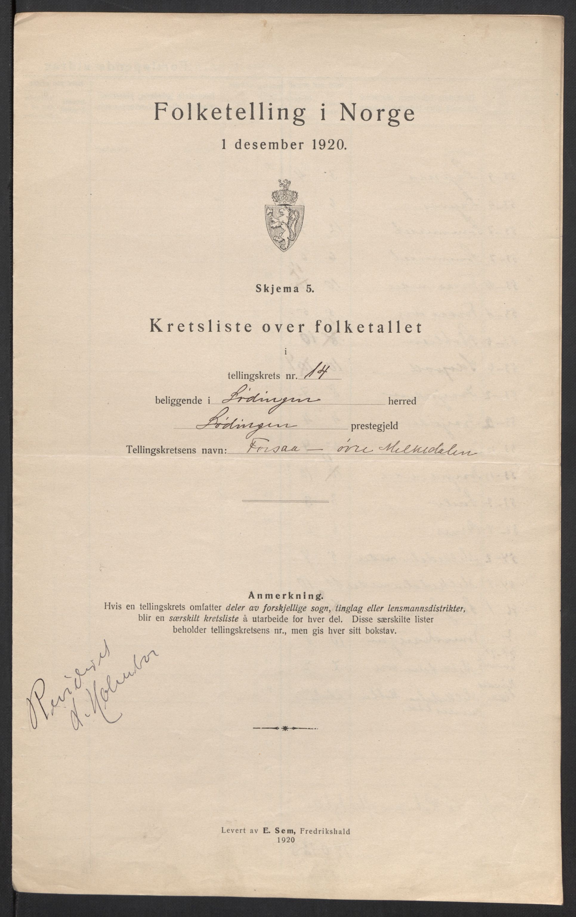 SAT, 1920 census for Lødingen, 1920, p. 45