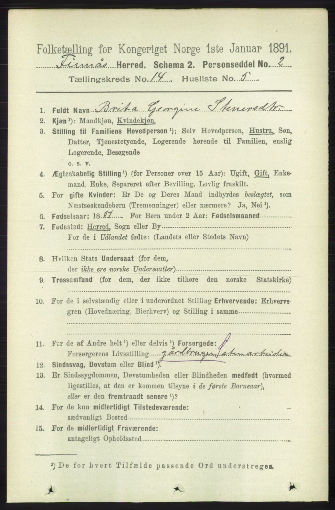 RA, 1891 census for 1218 Finnås, 1891, p. 5726