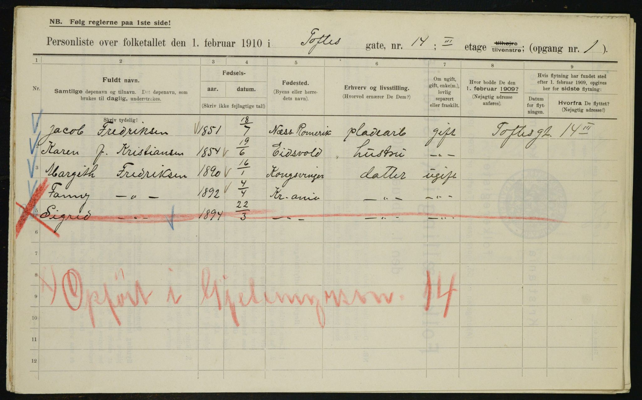 OBA, Municipal Census 1910 for Kristiania, 1910, p. 105830