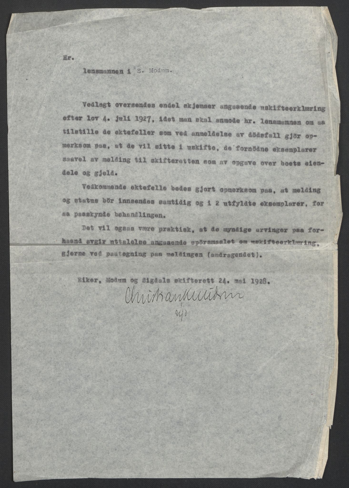 Modum lensmannskontor, AV/SAKO-A-524/H/Ha/Haa/L0002: Dødsfallsprotokoll - Søndre Modum, 1911-1931