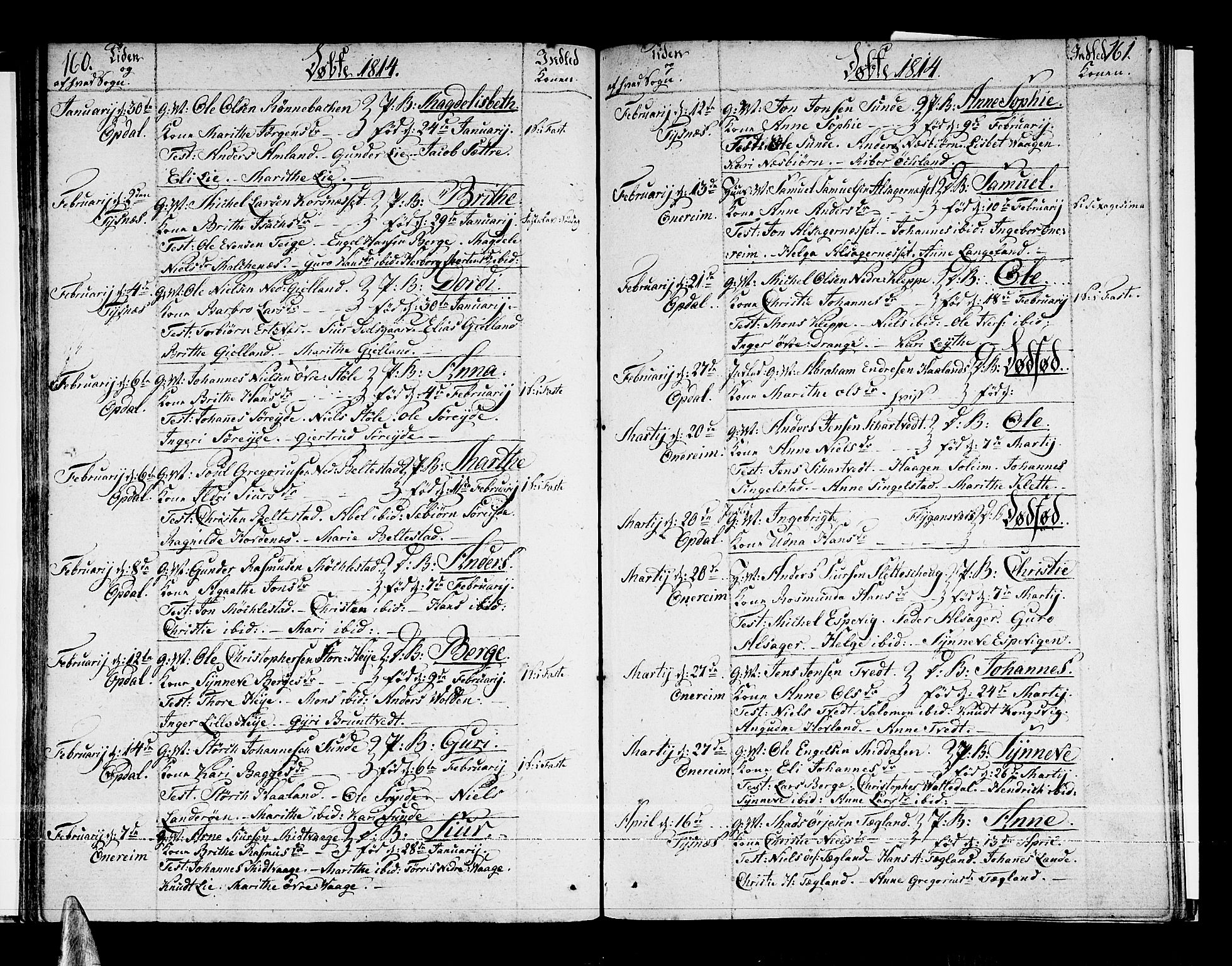 Tysnes sokneprestembete, AV/SAB-A-78601/H/Haa: Parish register (official) no. A 6, 1804-1816, p. 160-161