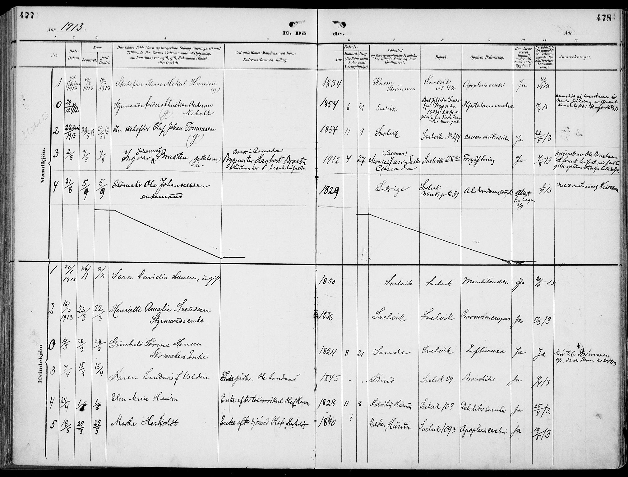 Strømm kirkebøker, AV/SAKO-A-322/F/Fb/L0002: Parish register (official) no. II 2, 1900-1919, p. 477-478