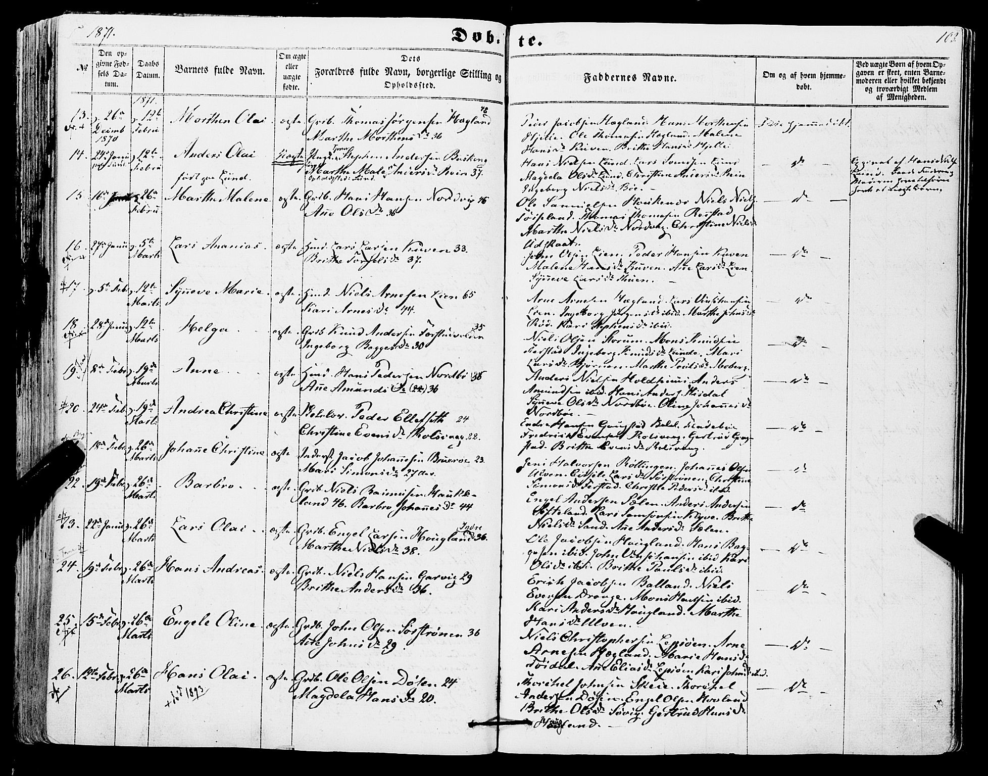 Os sokneprestembete, SAB/A-99929: Parish register (official) no. A 17, 1860-1873, p. 103