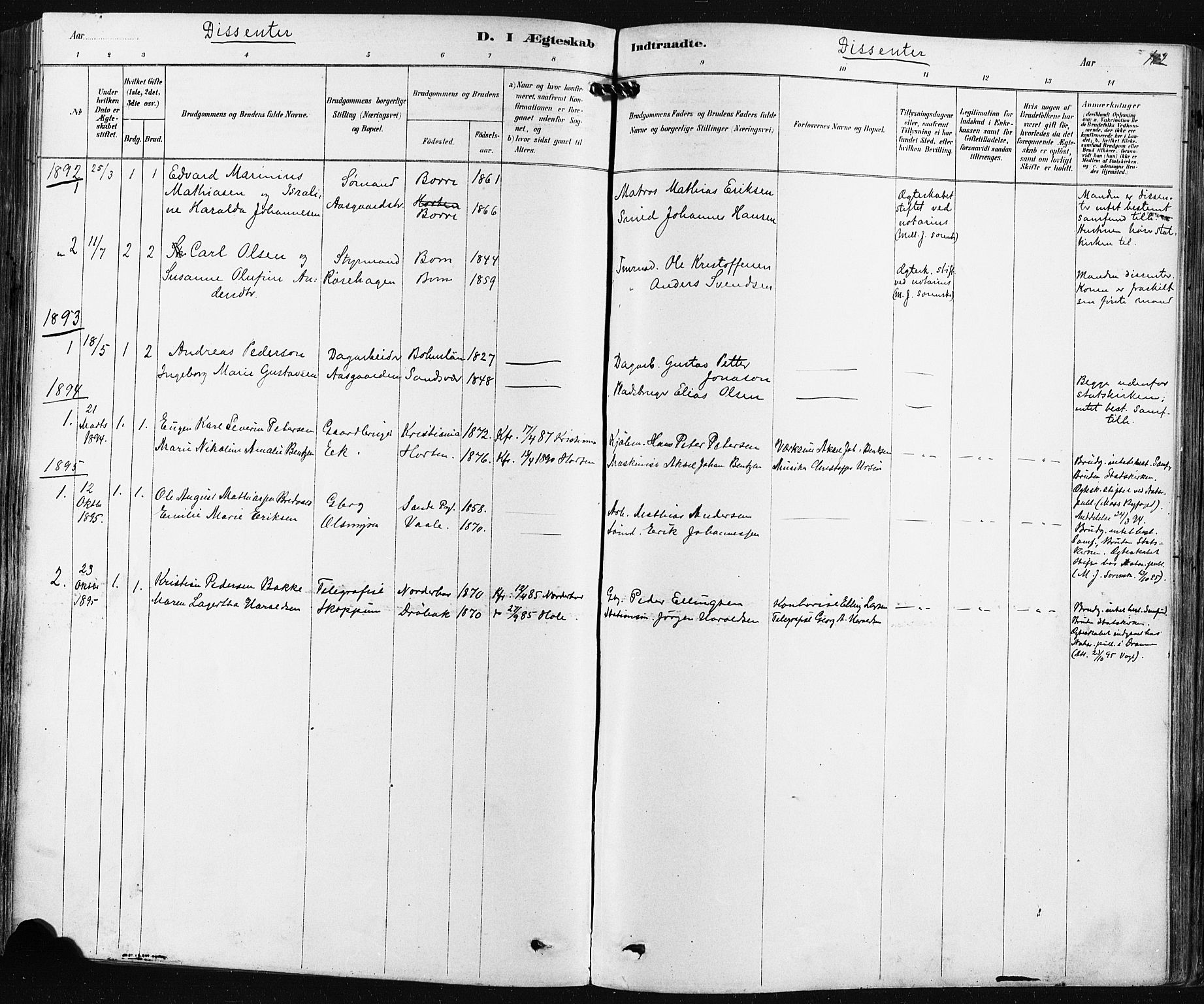 Borre kirkebøker, SAKO/A-338/F/Fa/L0009: Parish register (official) no. I 9, 1878-1896, p. 182