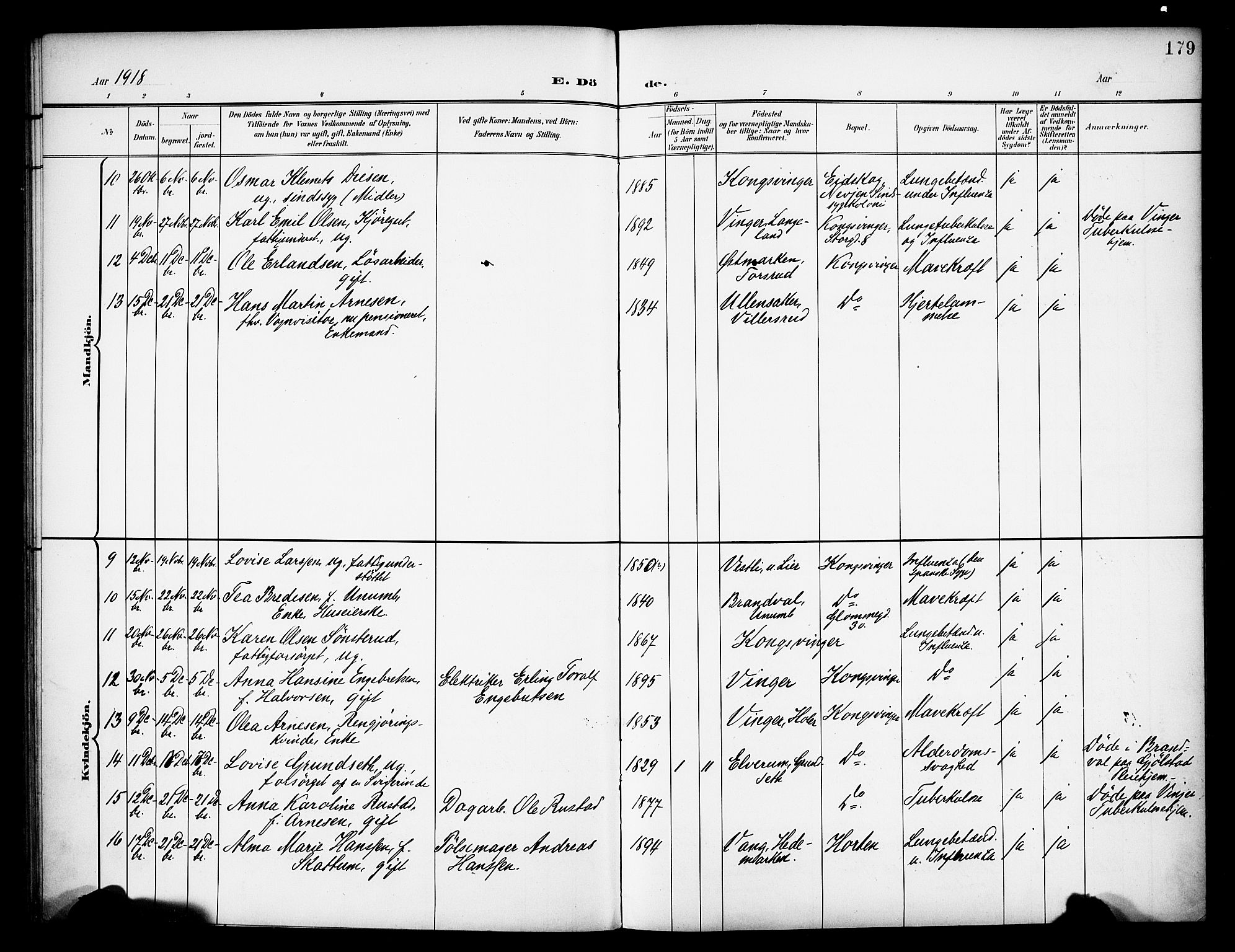 Vinger prestekontor, AV/SAH-PREST-024/H/Ha/Haa/L0016: Parish register (official) no. 16, 1898-1920, p. 179