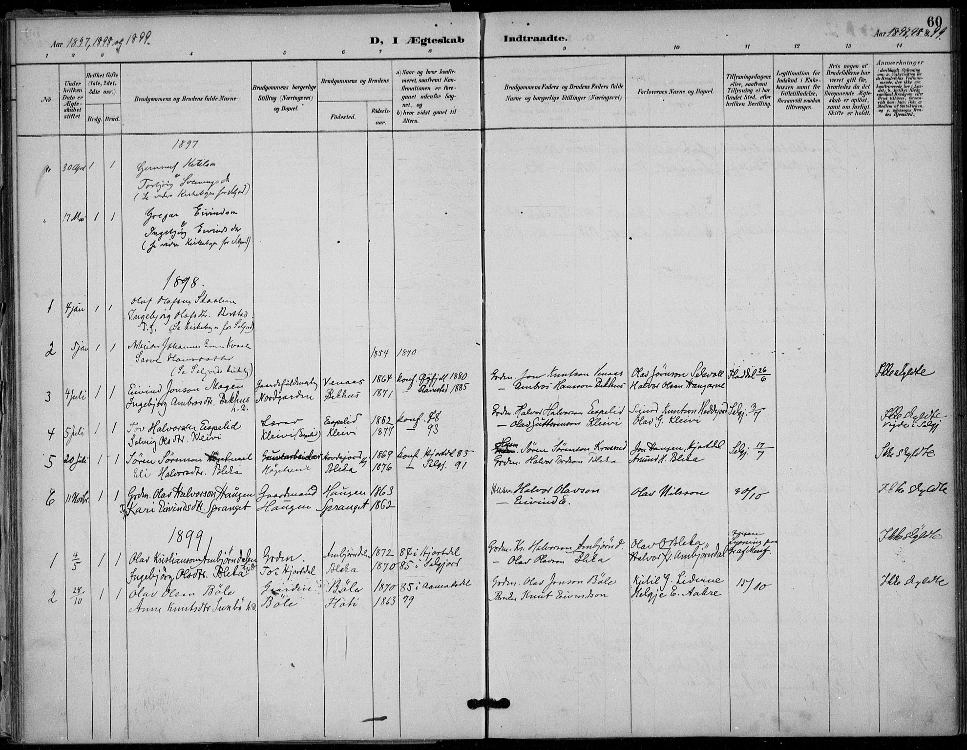 Seljord kirkebøker, SAKO/A-20/F/Fb/L0002: Parish register (official) no. II 2, 1887-1917, p. 60