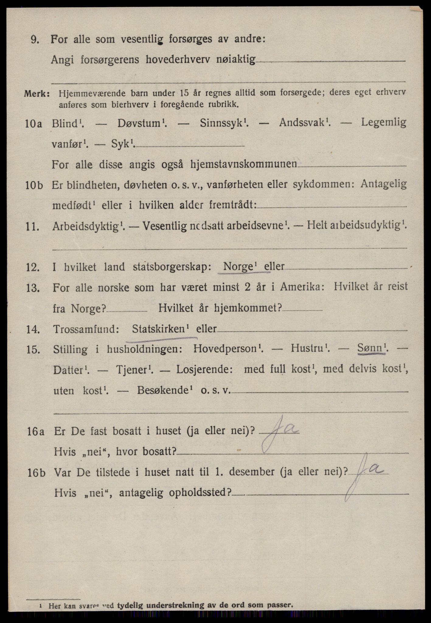 SAT, 1920 census for Volda, 1920, p. 11171