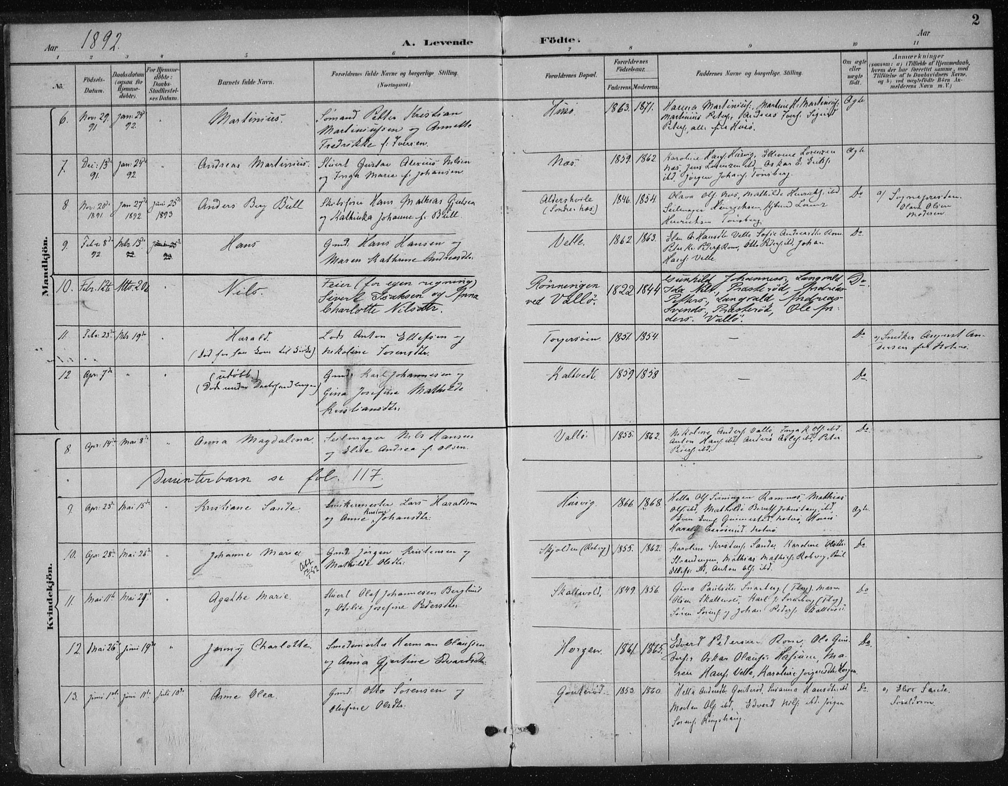 Sem kirkebøker, AV/SAKO-A-5/F/Fb/L0005: Parish register (official) no. II 5, 1892-1904, p. 2