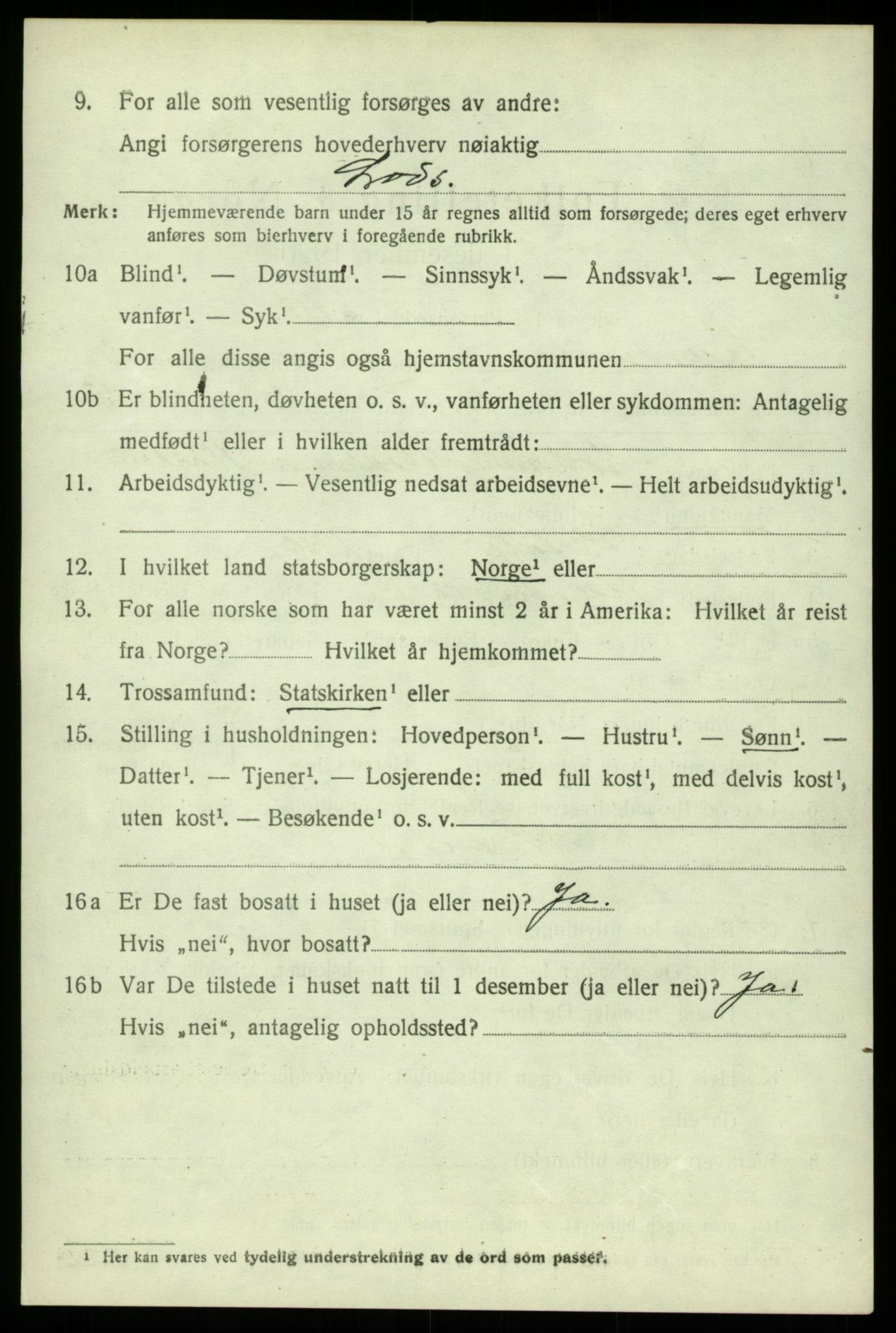 SAB, 1920 census for Austevoll, 1920, p. 2321