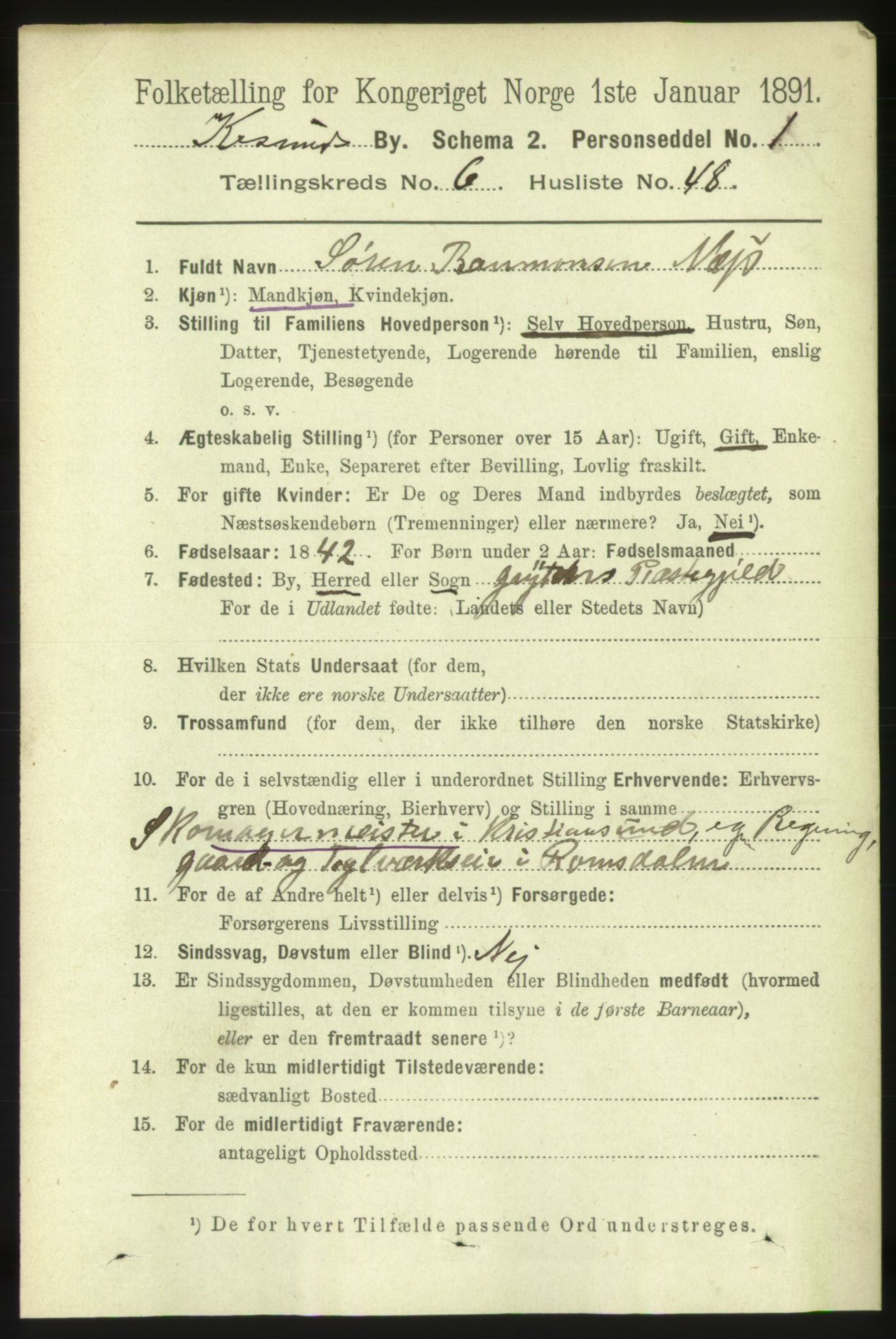 RA, 1891 census for 1503 Kristiansund, 1891, p. 5604