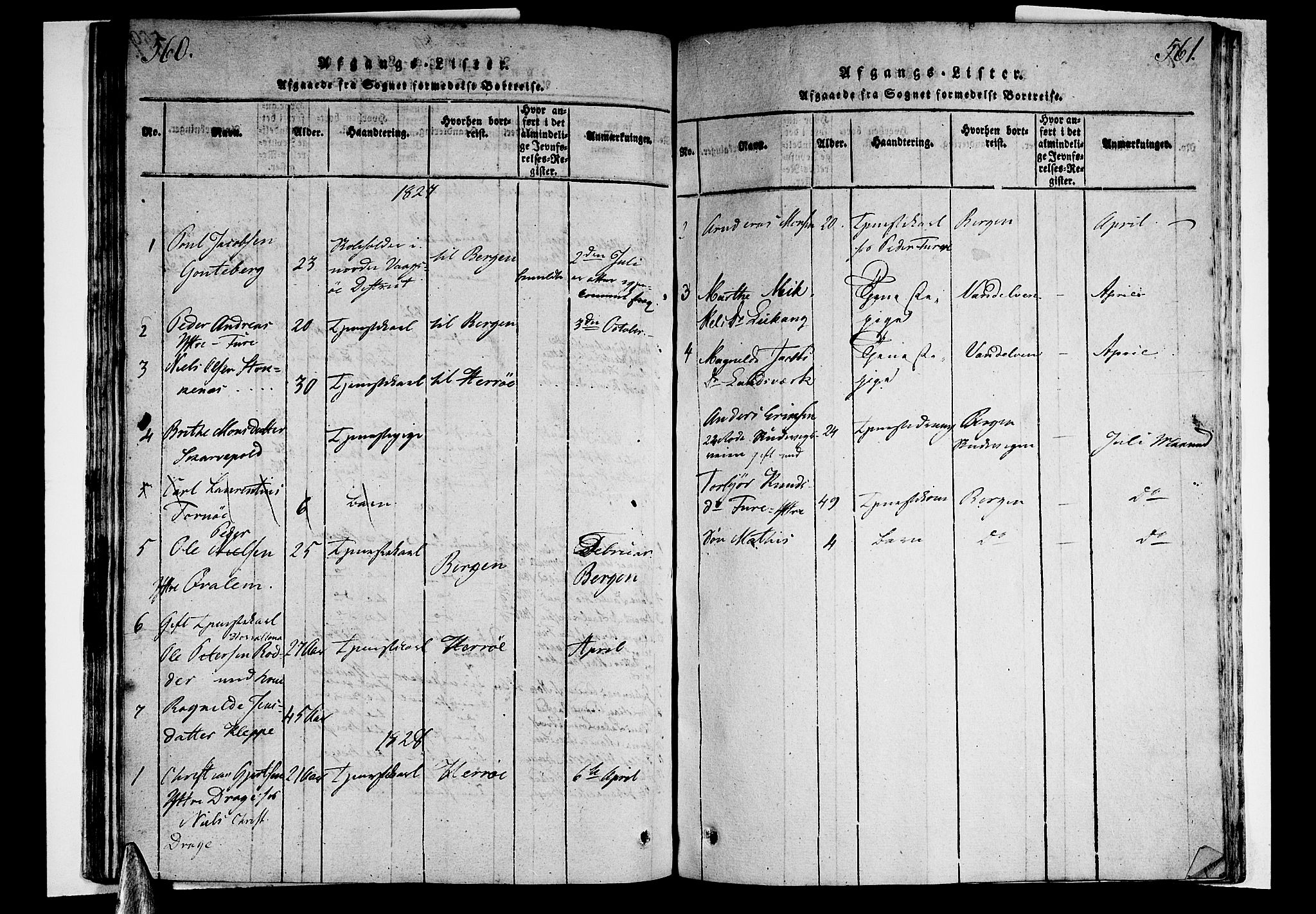 Selje sokneprestembete, SAB/A-99938/H/Ha/Haa/Haaa: Parish register (official) no. A 8, 1816-1828, p. 560-561