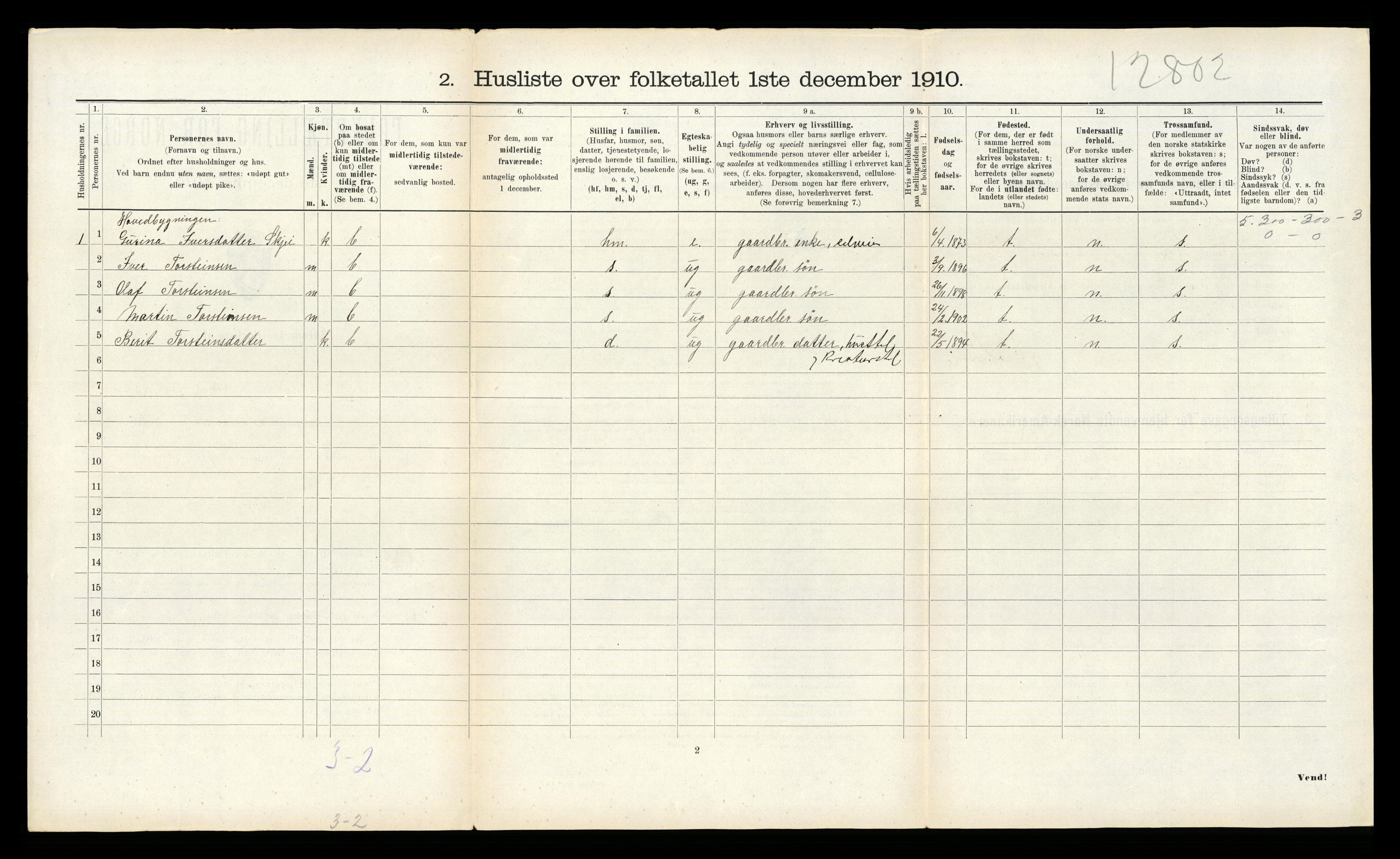 RA, 1910 census for Lånke, 1910, p. 477