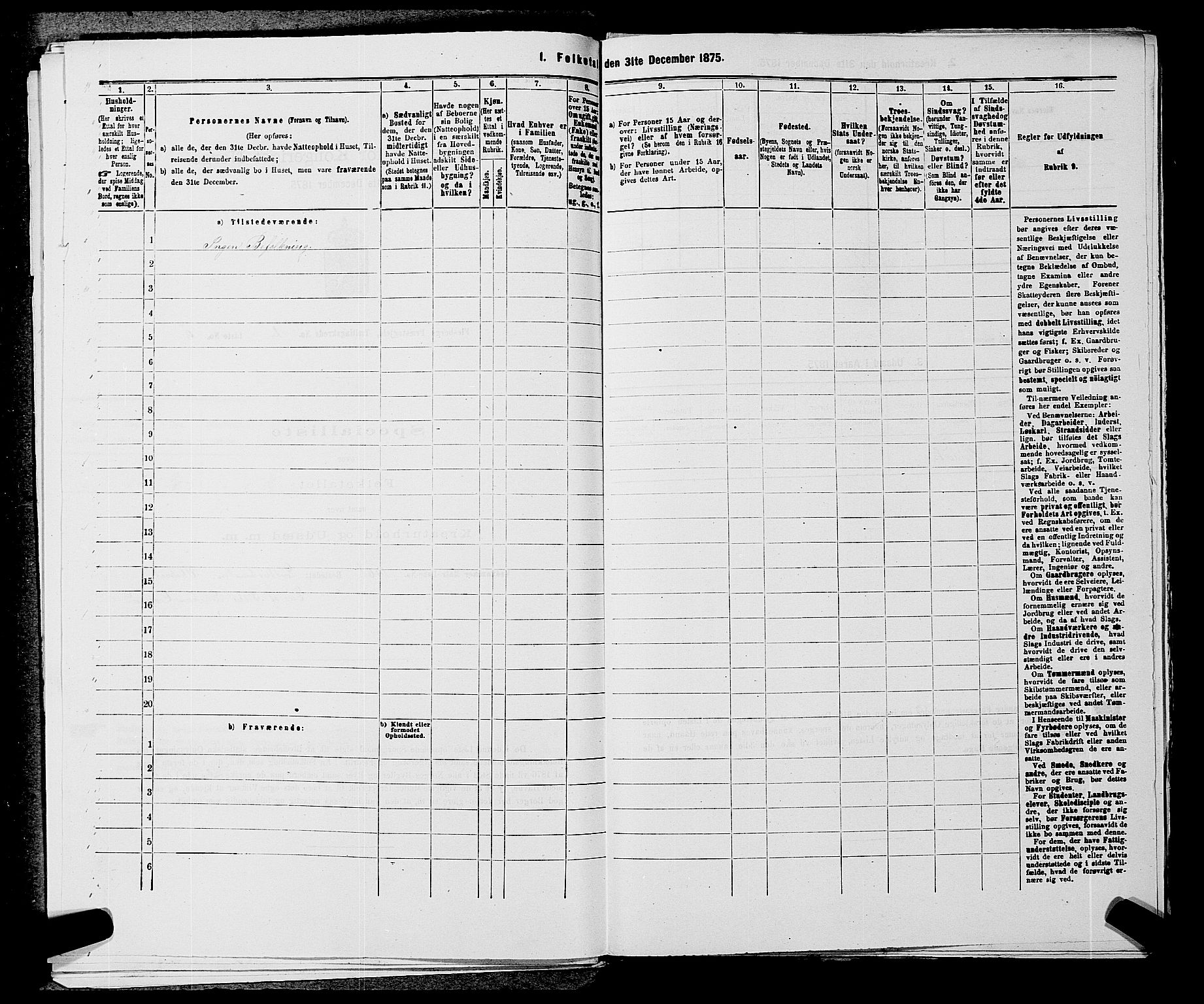 SAKO, 1875 census for 0631P Flesberg, 1875, p. 498