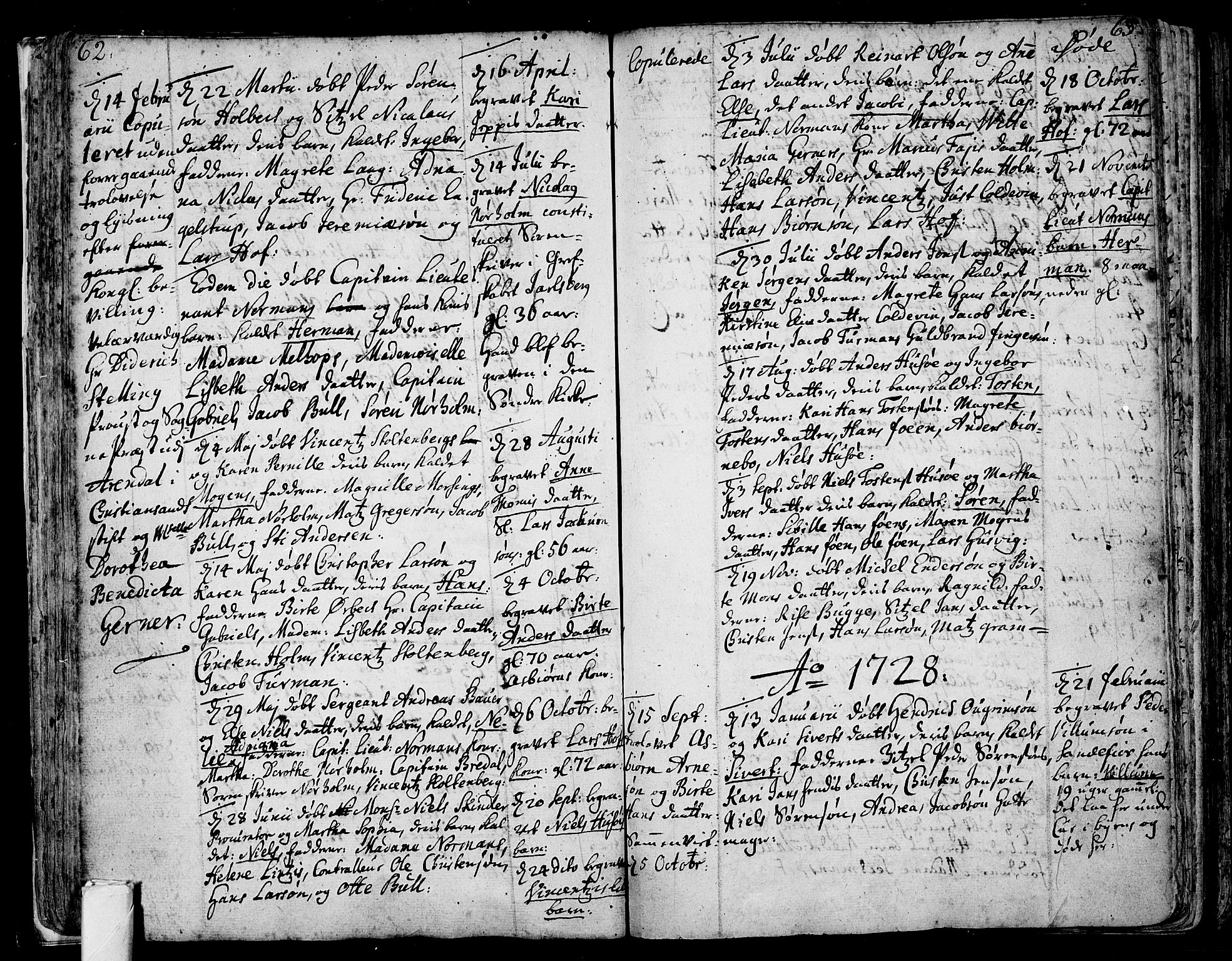 Tønsberg kirkebøker, SAKO/A-330/F/Fb/L0001: Parish register (official) no. II 1, 1690-1796, p. 62-63