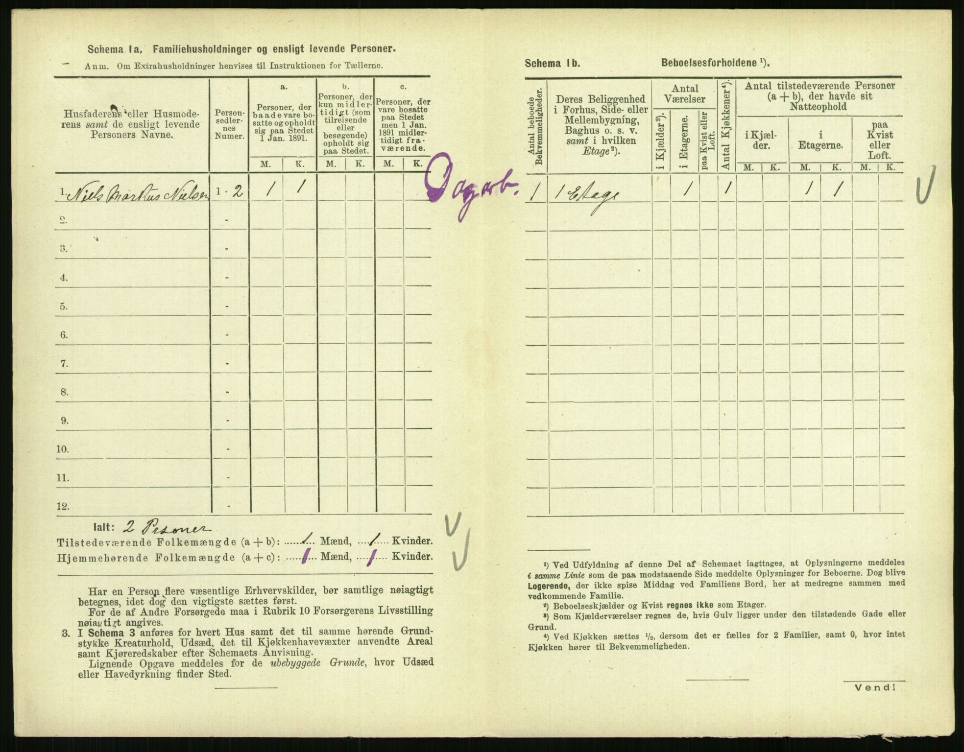 RA, 1891 census for 0801 Kragerø, 1891, p. 1647