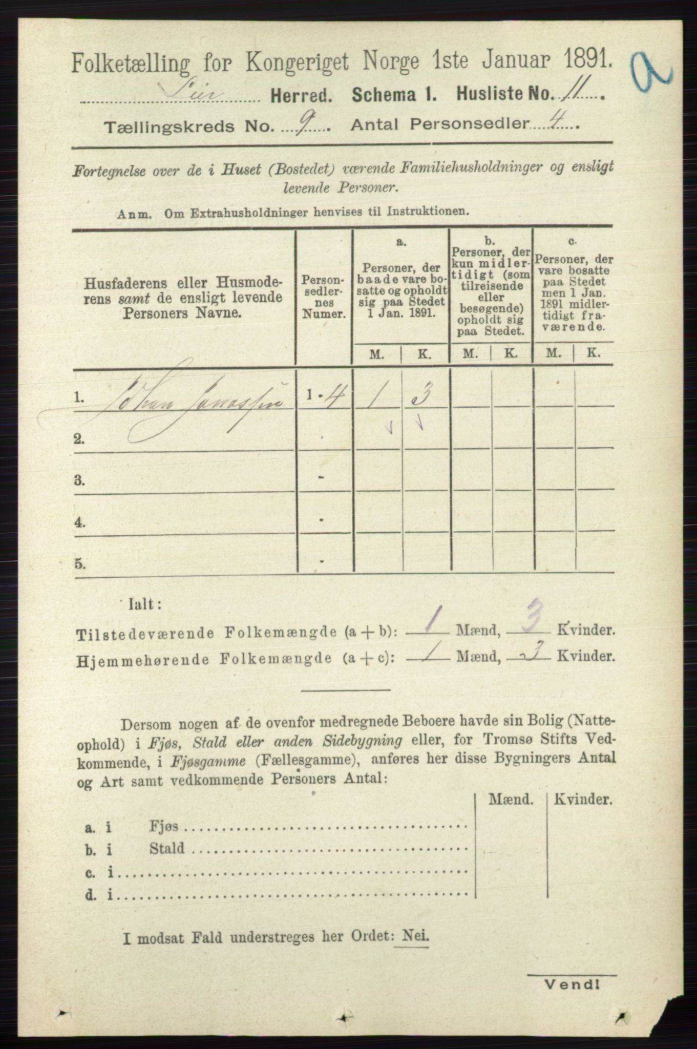 RA, 1891 census for 0626 Lier, 1891, p. 5557