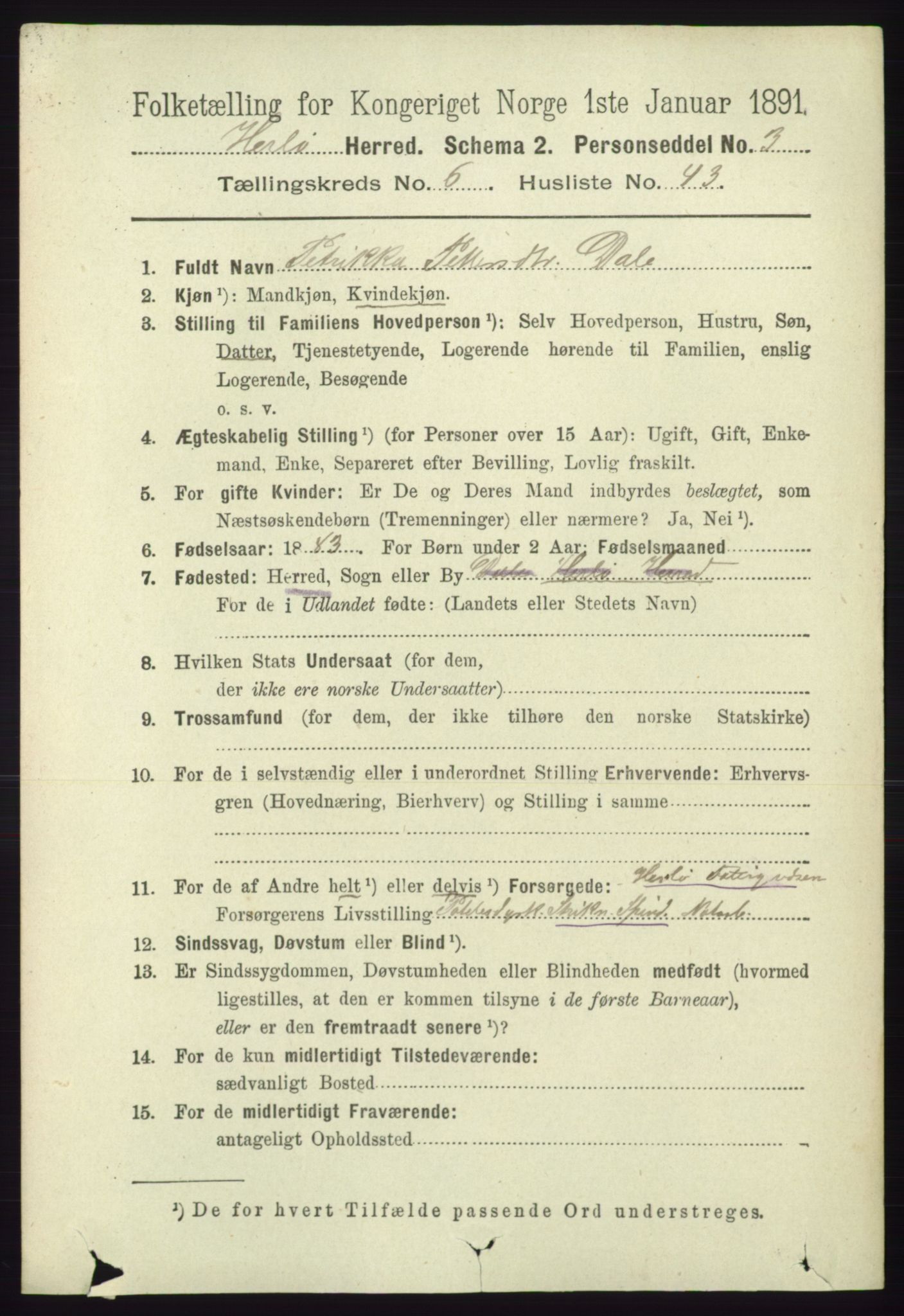 RA, 1891 census for 1258 Herdla, 1891, p. 2921