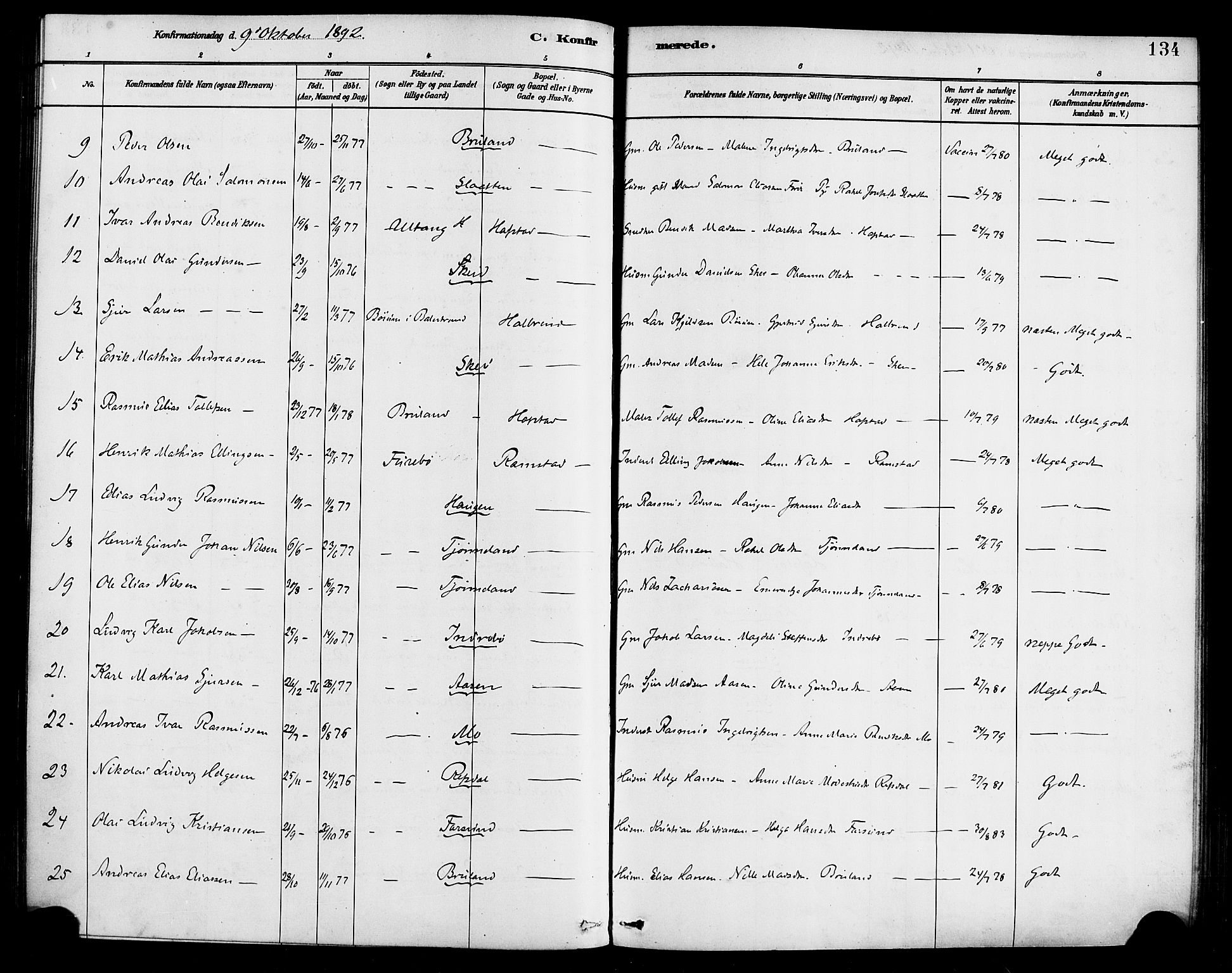 Førde sokneprestembete, SAB/A-79901/H/Haa/Haab/L0001: Parish register (official) no. B 1, 1880-1898, p. 134