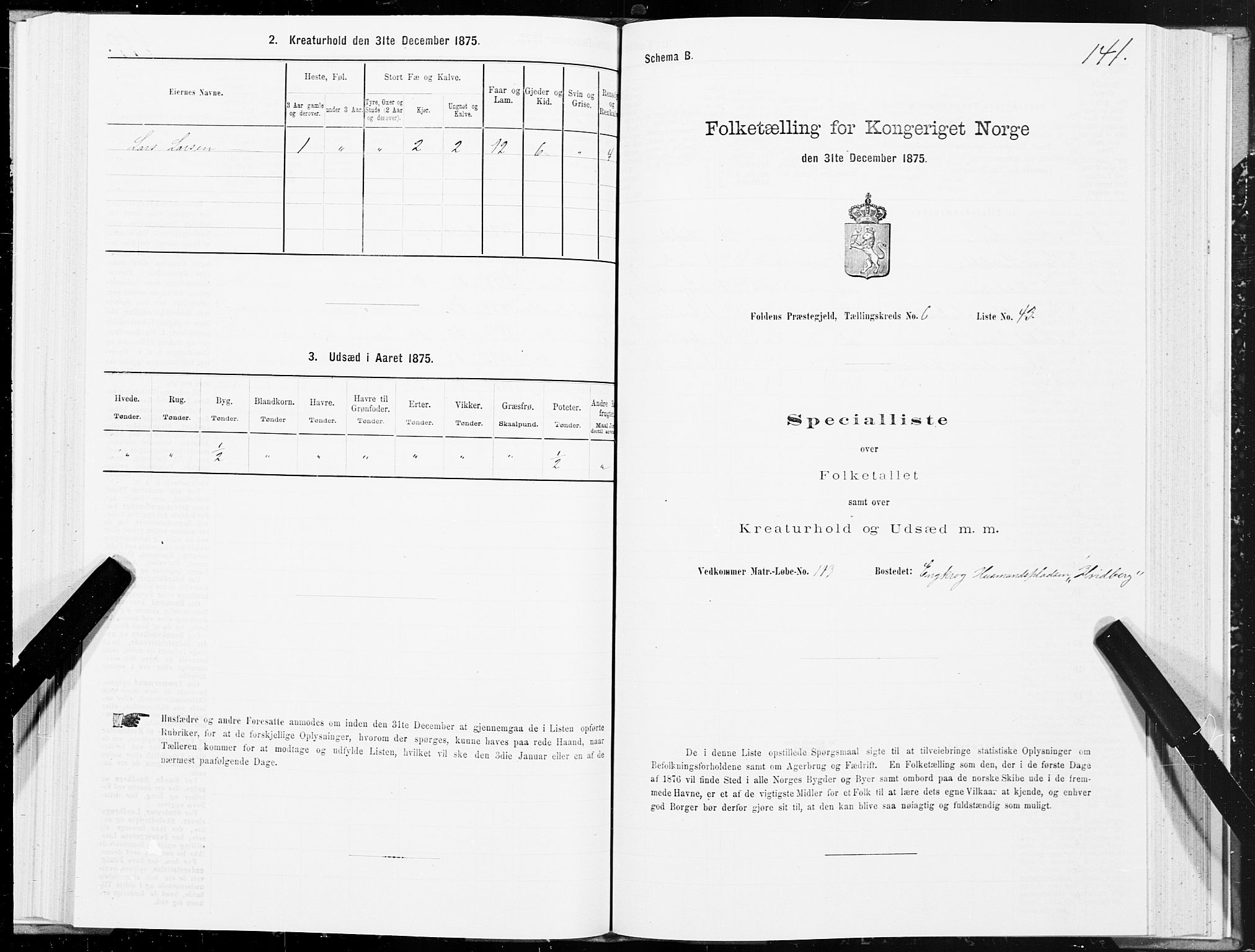 SAT, 1875 census for 1845P Folda, 1875, p. 2141