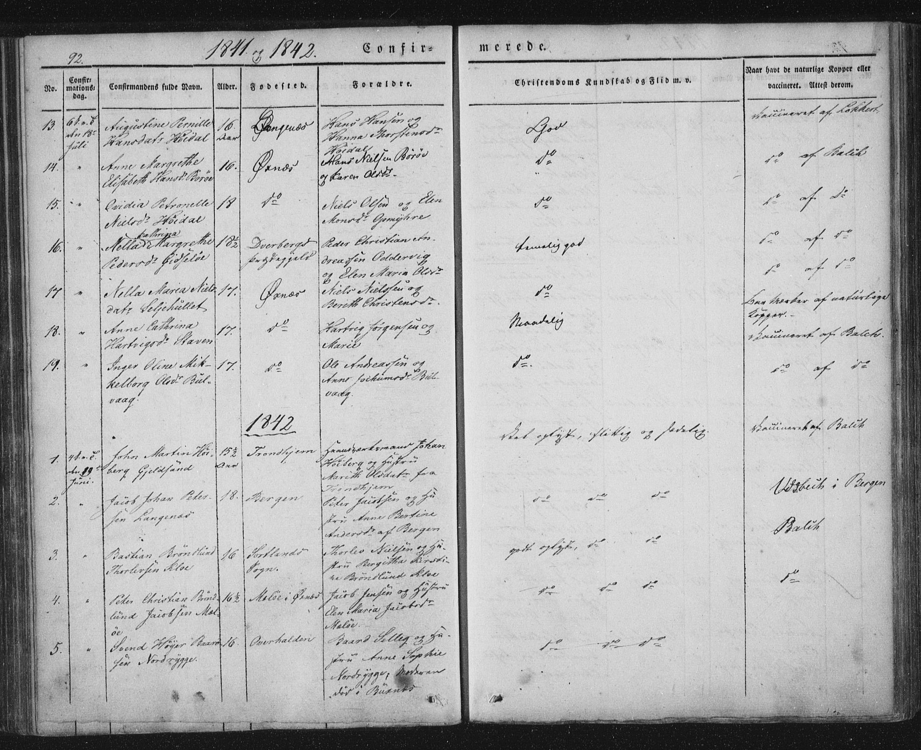 Ministerialprotokoller, klokkerbøker og fødselsregistre - Nordland, SAT/A-1459/893/L1332: Parish register (official) no. 893A05, 1841-1858, p. 92