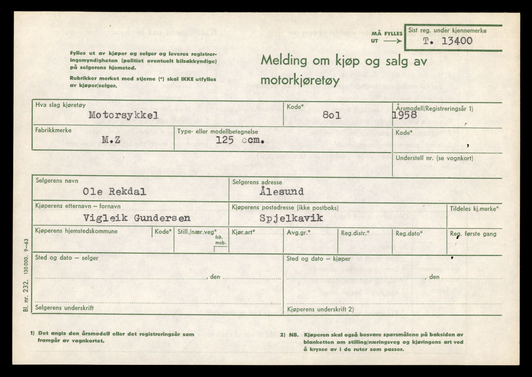 Møre og Romsdal vegkontor - Ålesund trafikkstasjon, AV/SAT-A-4099/F/Fe/L0039: Registreringskort for kjøretøy T 13361 - T 13530, 1927-1998, p. 669