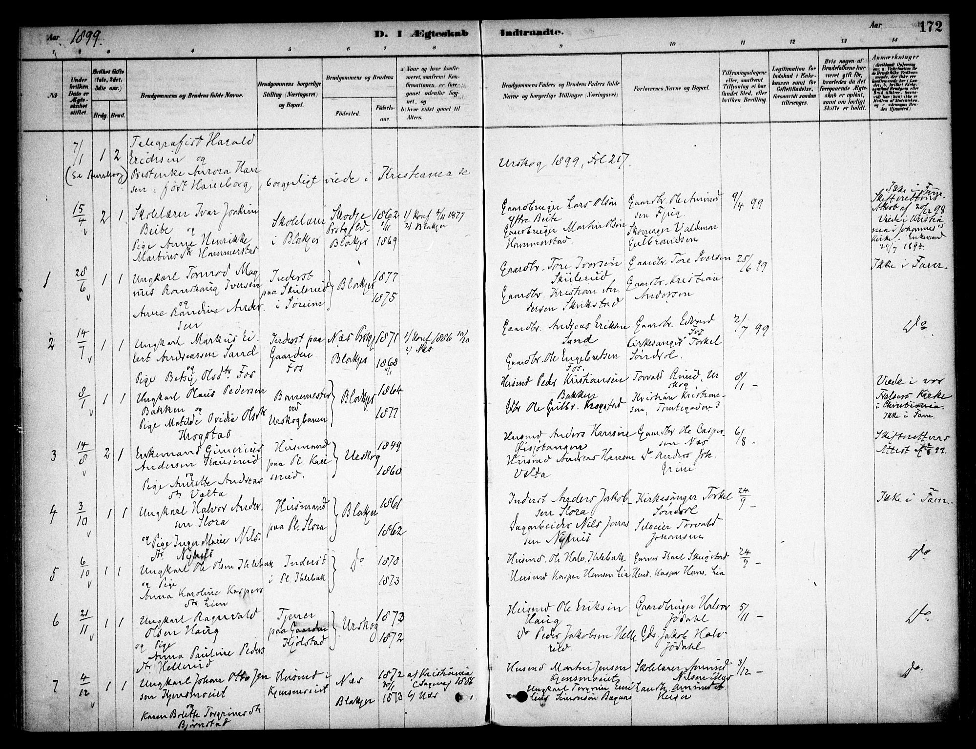 Aurskog prestekontor Kirkebøker, AV/SAO-A-10304a/F/Fb/L0001: Parish register (official) no. II 1, 1878-1909, p. 172