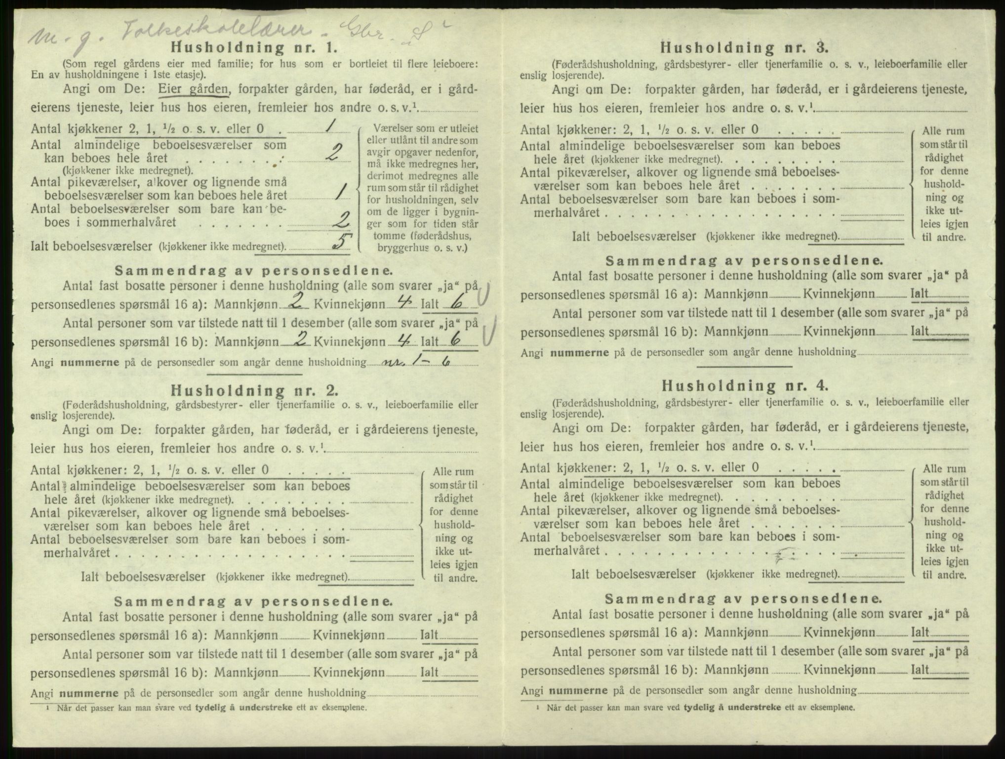 SAB, 1920 census for Hyllestad, 1920, p. 452