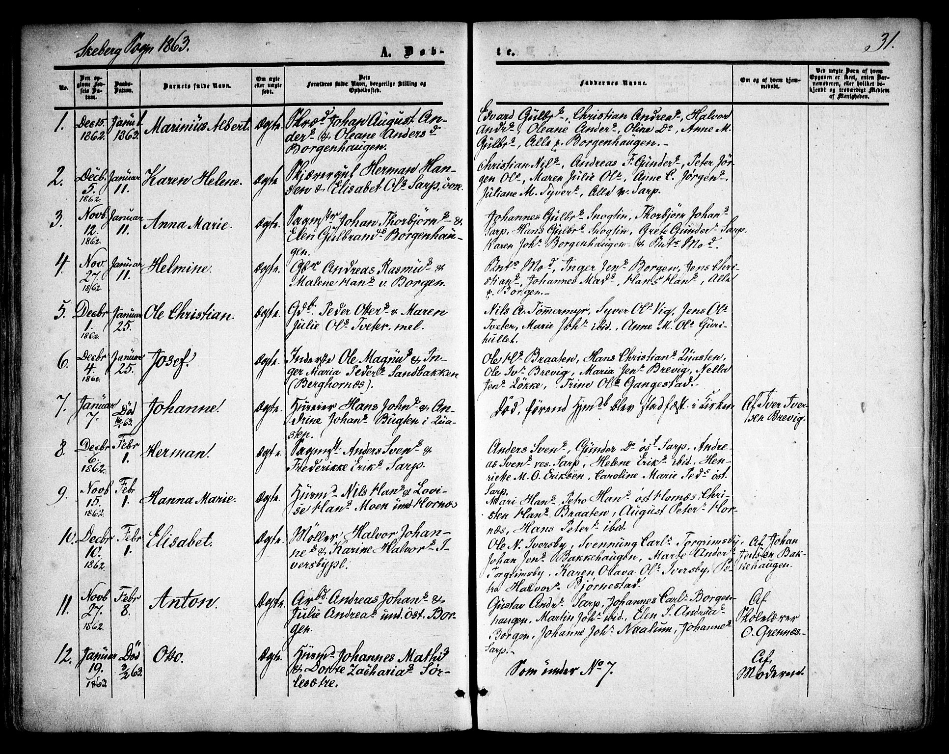 Skjeberg prestekontor Kirkebøker, SAO/A-10923/F/Fa/L0007: Parish register (official) no. I 7, 1859-1868, p. 31