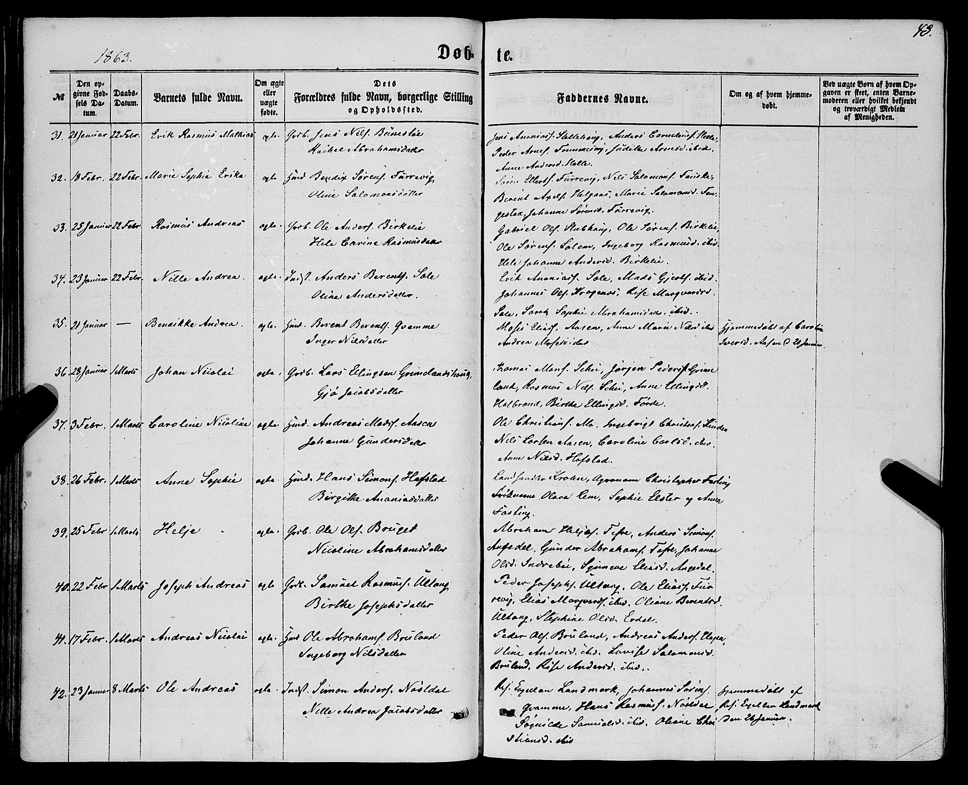 Førde sokneprestembete, AV/SAB-A-79901/H/Haa/Haaa/L0009: Parish register (official) no. A 9, 1861-1877, p. 43