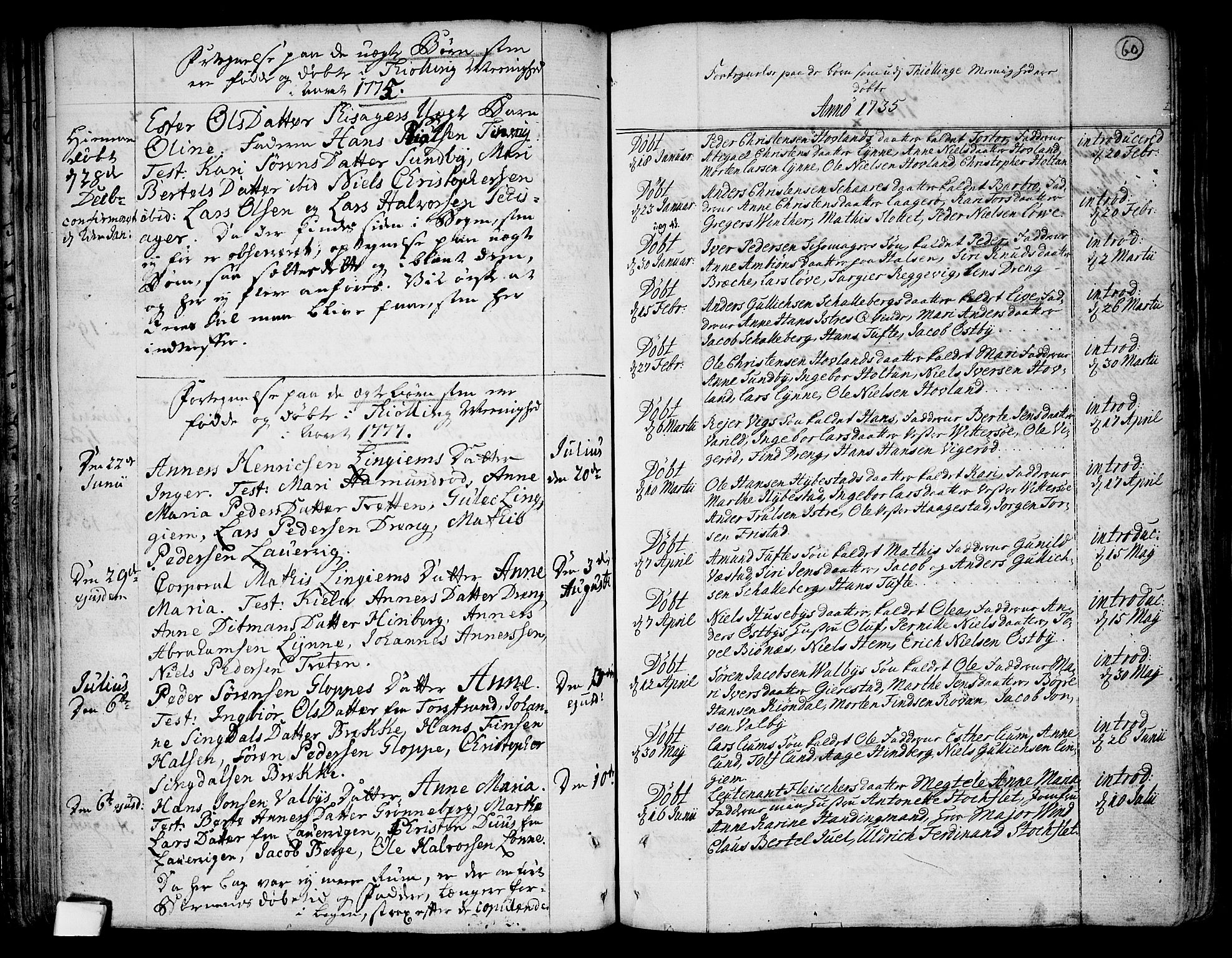 Tjølling kirkebøker, SAKO/A-60/F/Fa/L0003: Parish register (official) no. 3, 1735-1778, p. 60