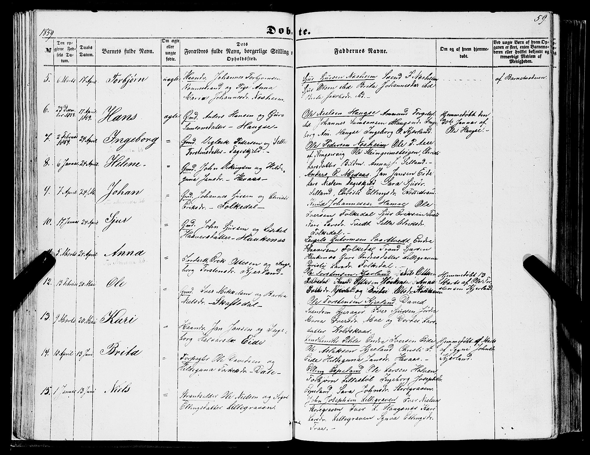 Ulvik sokneprestembete, SAB/A-78801/H/Haa: Parish register (official) no. A 13, 1853-1863, p. 59