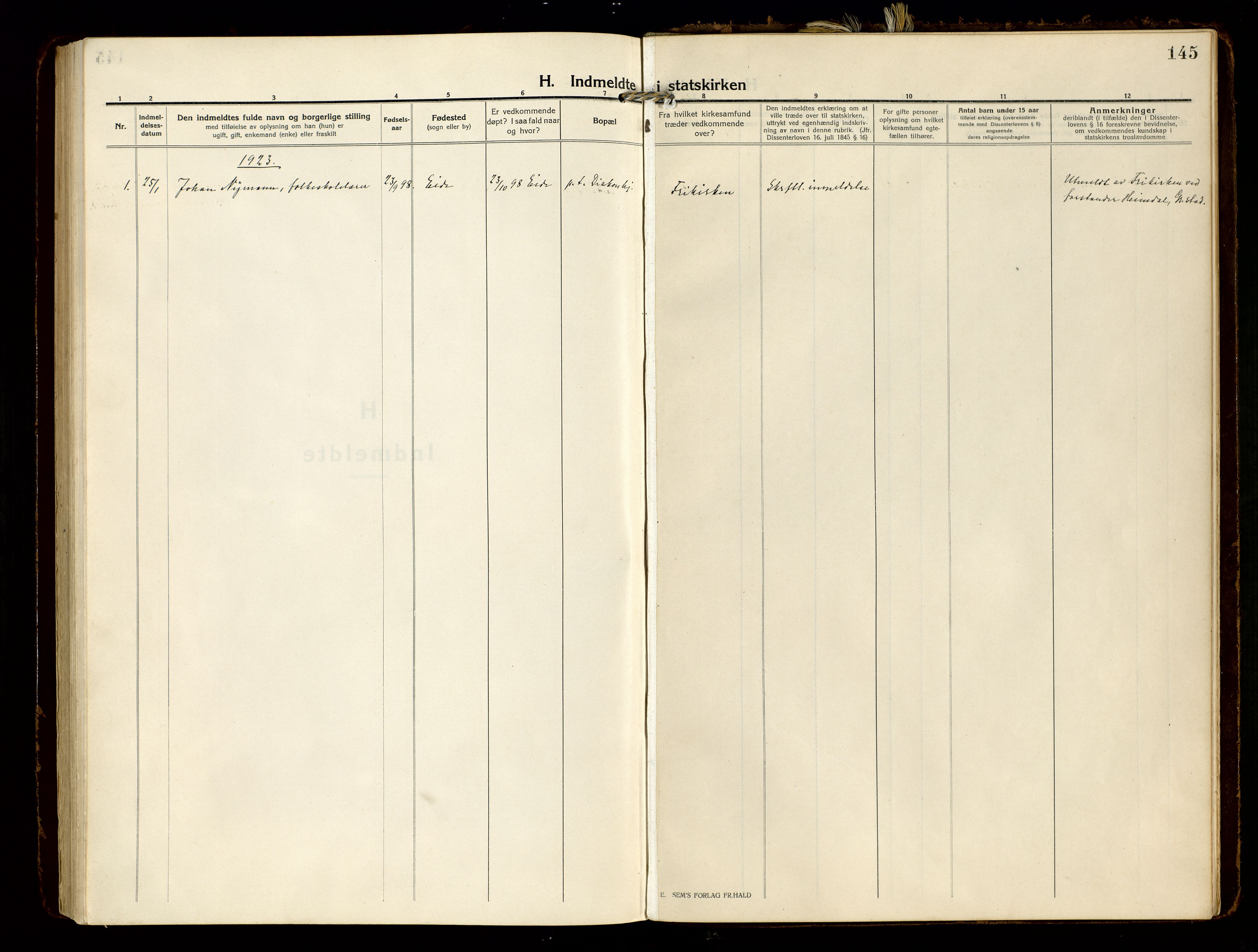Hommedal sokneprestkontor, SAK/1111-0023/F/Fa/Faa/L0004: Parish register (official) no. A 4, 1916-1945, p. 145