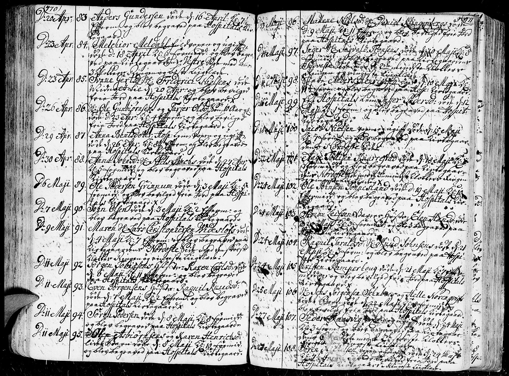 Kristiansand domprosti, AV/SAK-1112-0006/F/Fa/L0001: Parish register (official) no. A 1, 1734-1793, p. 470-471