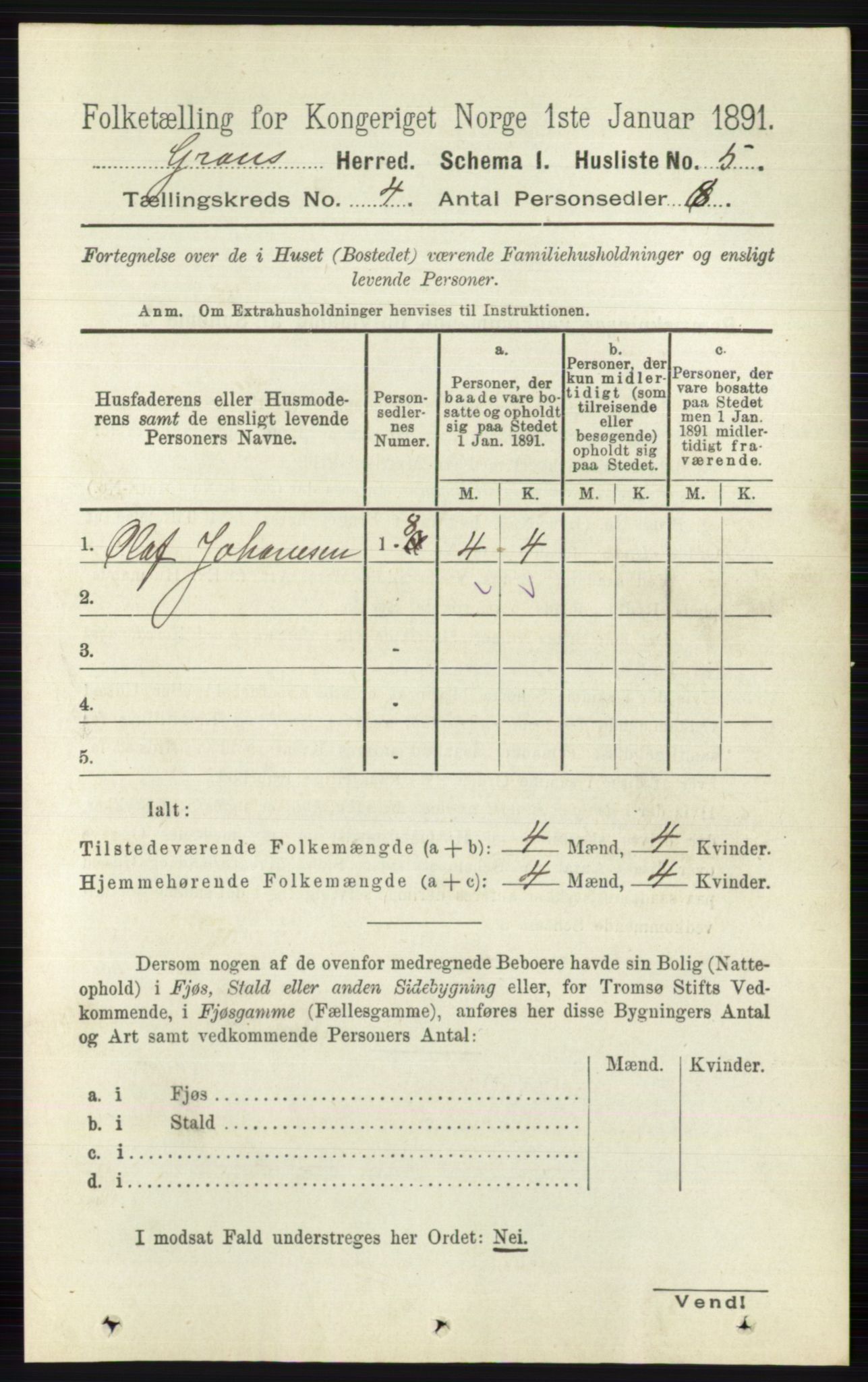 RA, 1891 census for 0534 Gran, 1891, p. 1096