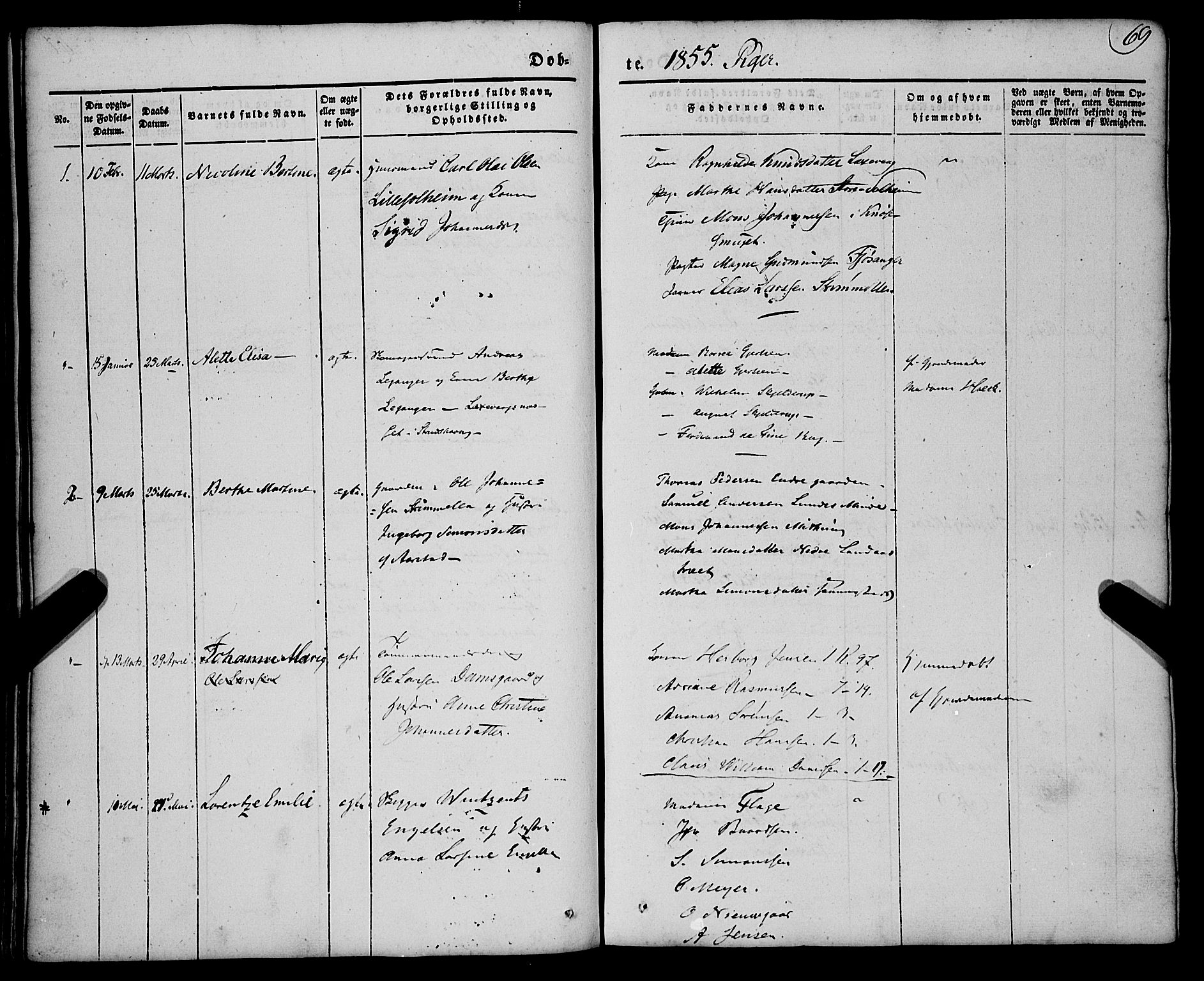 St. Jørgens hospital og Årstad sokneprestembete, AV/SAB-A-99934: Parish register (official) no. A 4, 1844-1863, p. 69