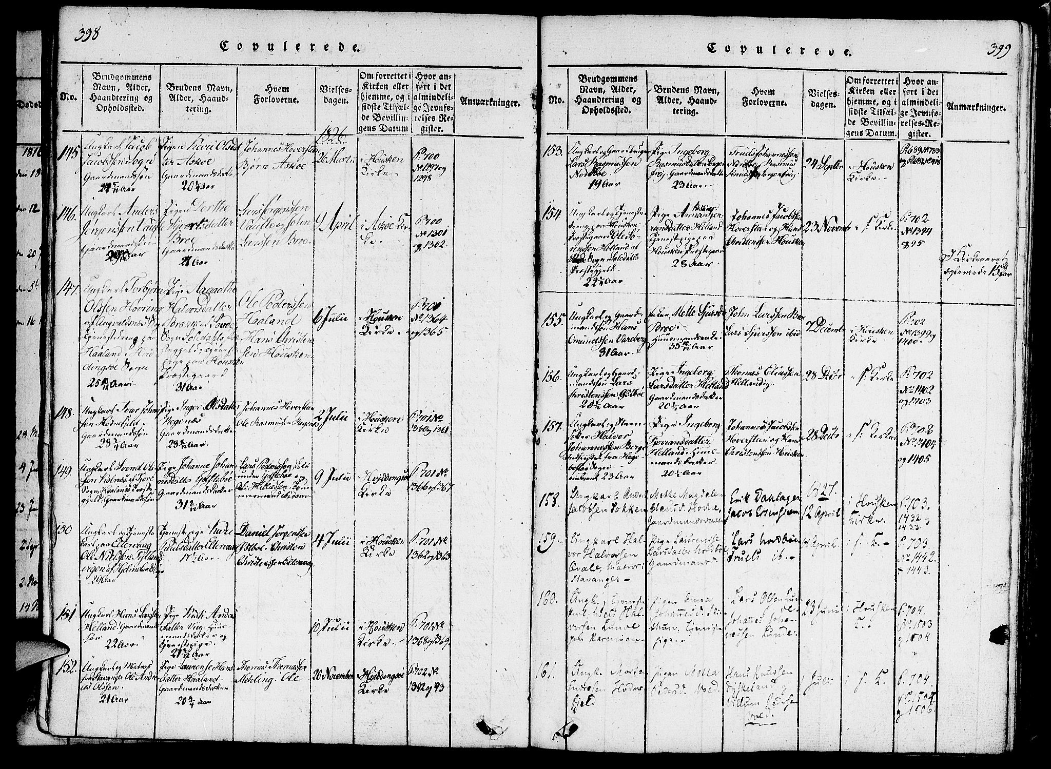 Rennesøy sokneprestkontor, SAST/A -101827/H/Ha/Haa/L0004: Parish register (official) no. A 4, 1816-1837, p. 398-399