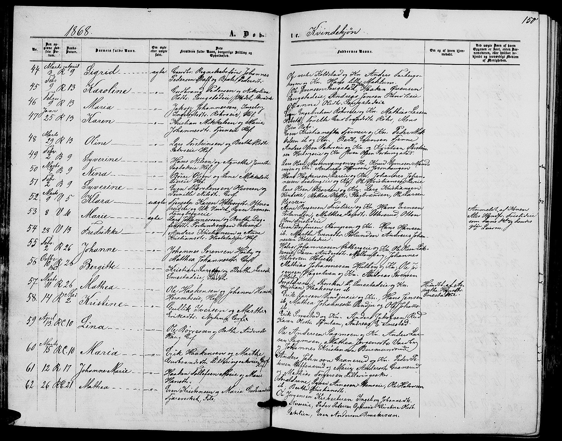 Ringsaker prestekontor, SAH/PREST-014/L/La/L0007: Parish register (copy) no. 7, 1861-1869, p. 150