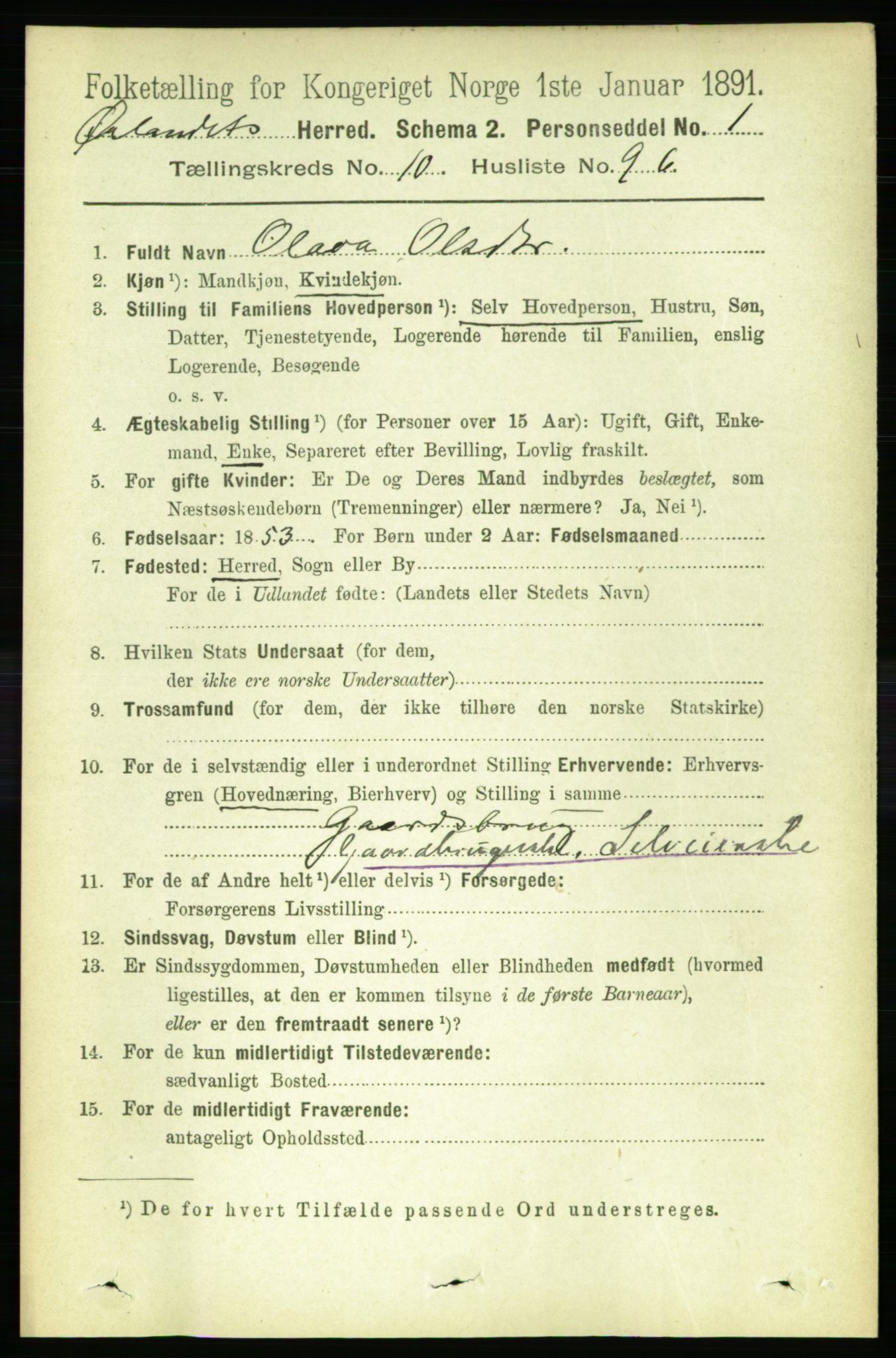 RA, 1891 census for 1621 Ørland, 1891, p. 4777