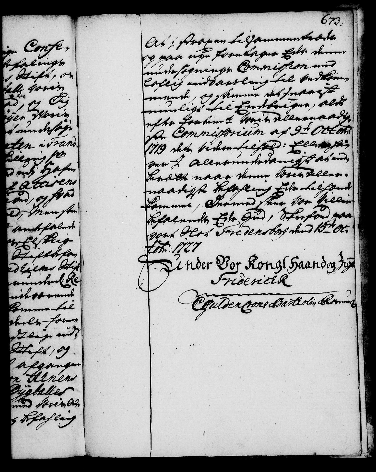 Rentekammeret, Kammerkanselliet, RA/EA-3111/G/Gg/Gga/L0002: Norsk ekspedisjonsprotokoll med register (merket RK 53.2), 1723-1727, p. 673