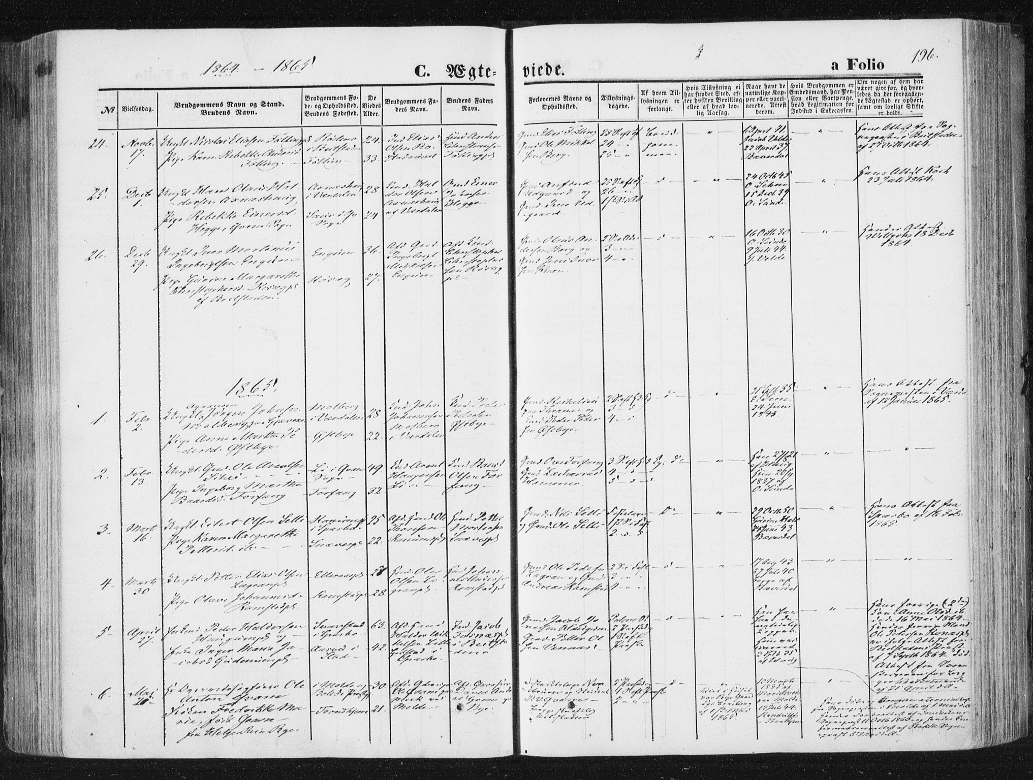 Ministerialprotokoller, klokkerbøker og fødselsregistre - Nord-Trøndelag, SAT/A-1458/746/L0447: Parish register (official) no. 746A06, 1860-1877, p. 196