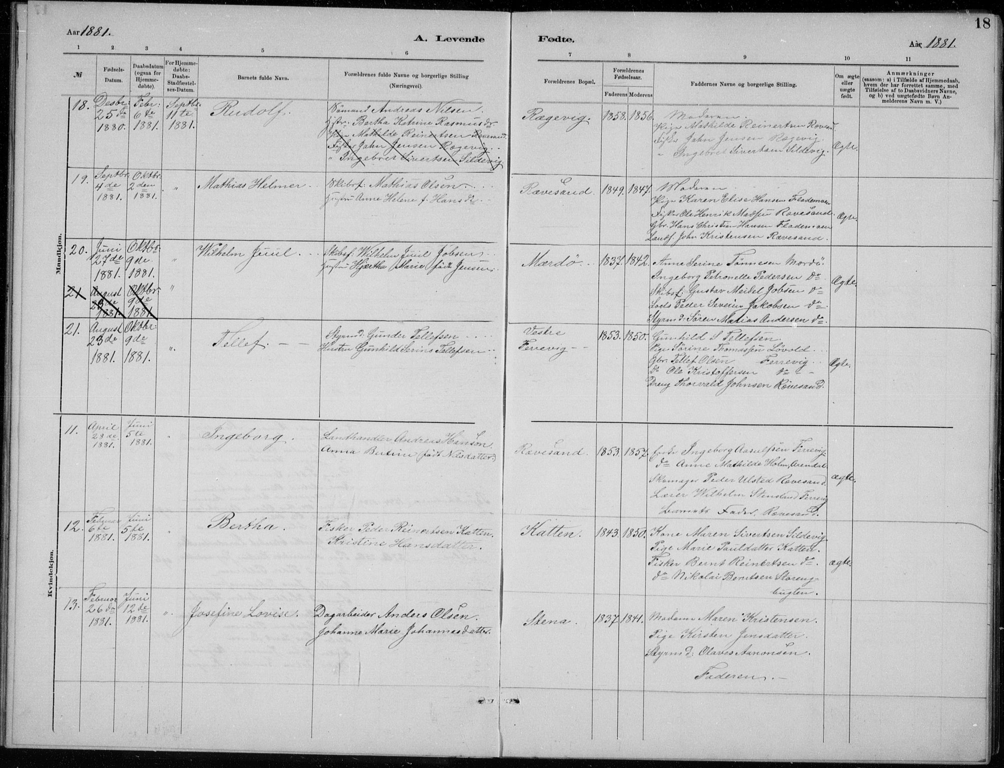 Tromøy sokneprestkontor, SAK/1111-0041/F/Fb/L0005: Parish register (copy) no. B 5, 1877-1891, p. 18