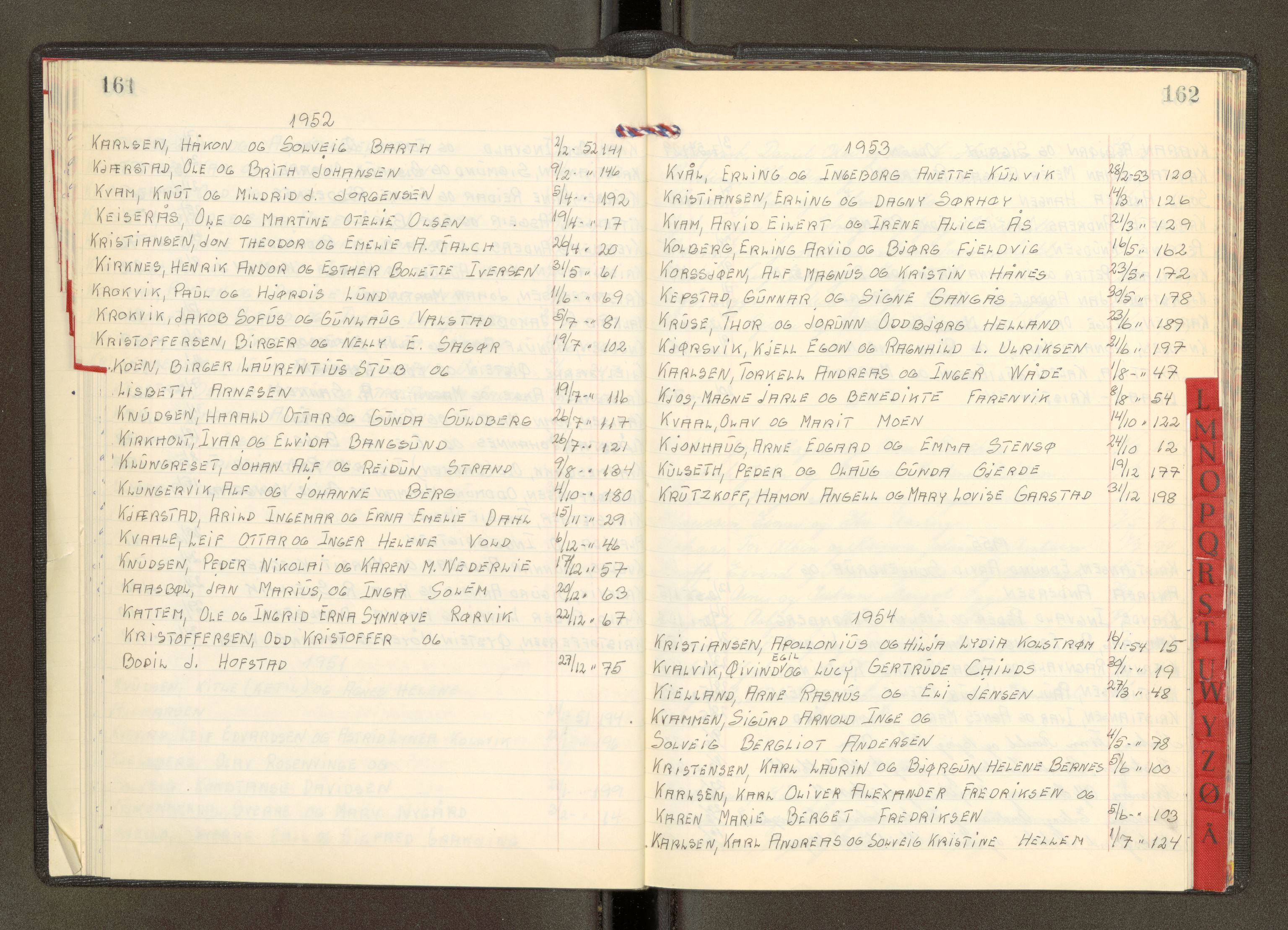 Trondheim byfogd, AV/SAT-A-0003/1/6/6Da/L0002: Register til vigselbøker, 1944-1966, p. 161-162