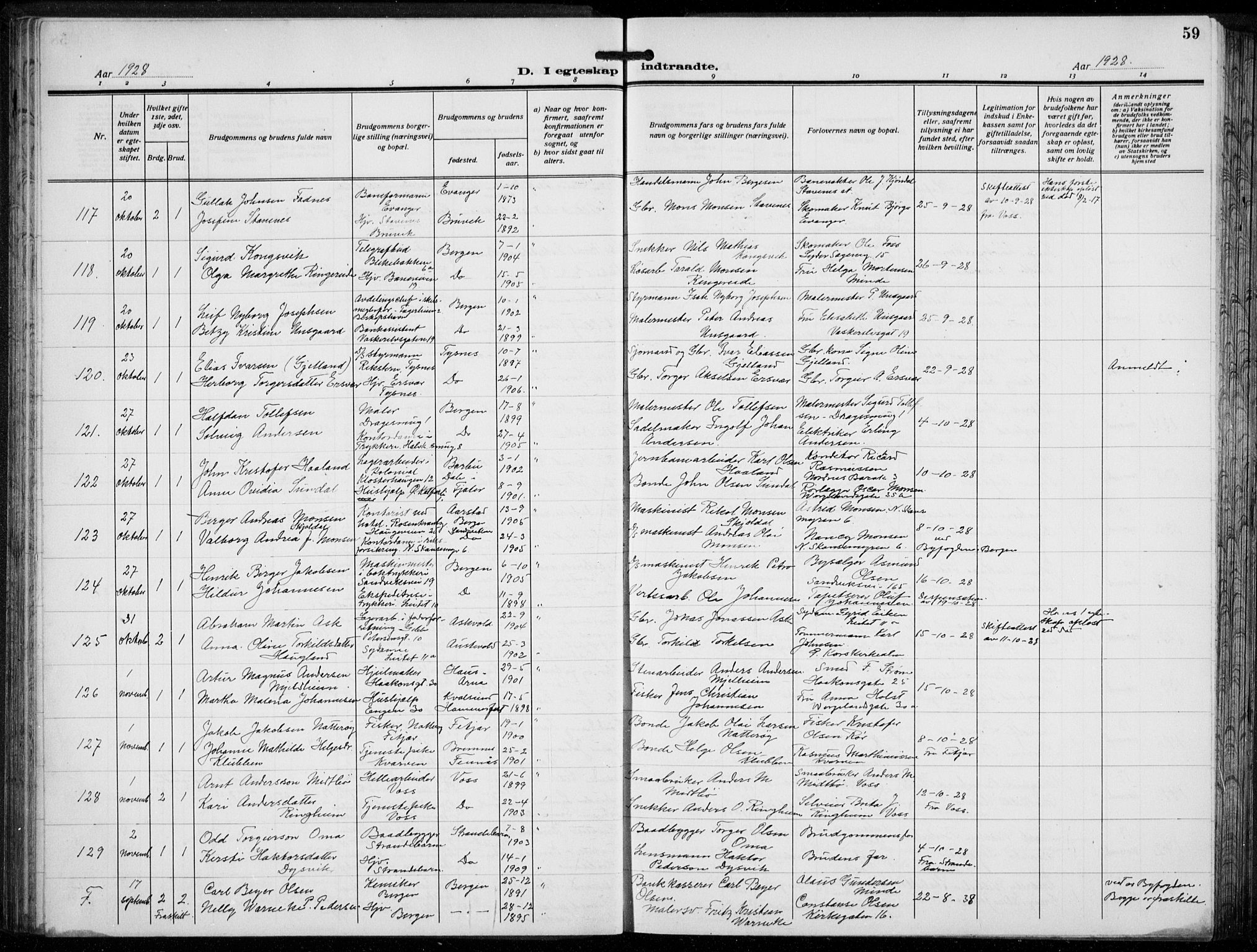 Domkirken sokneprestembete, AV/SAB-A-74801/H/Hab/L0034: Parish register (copy) no. D 6, 1924-1941, p. 59