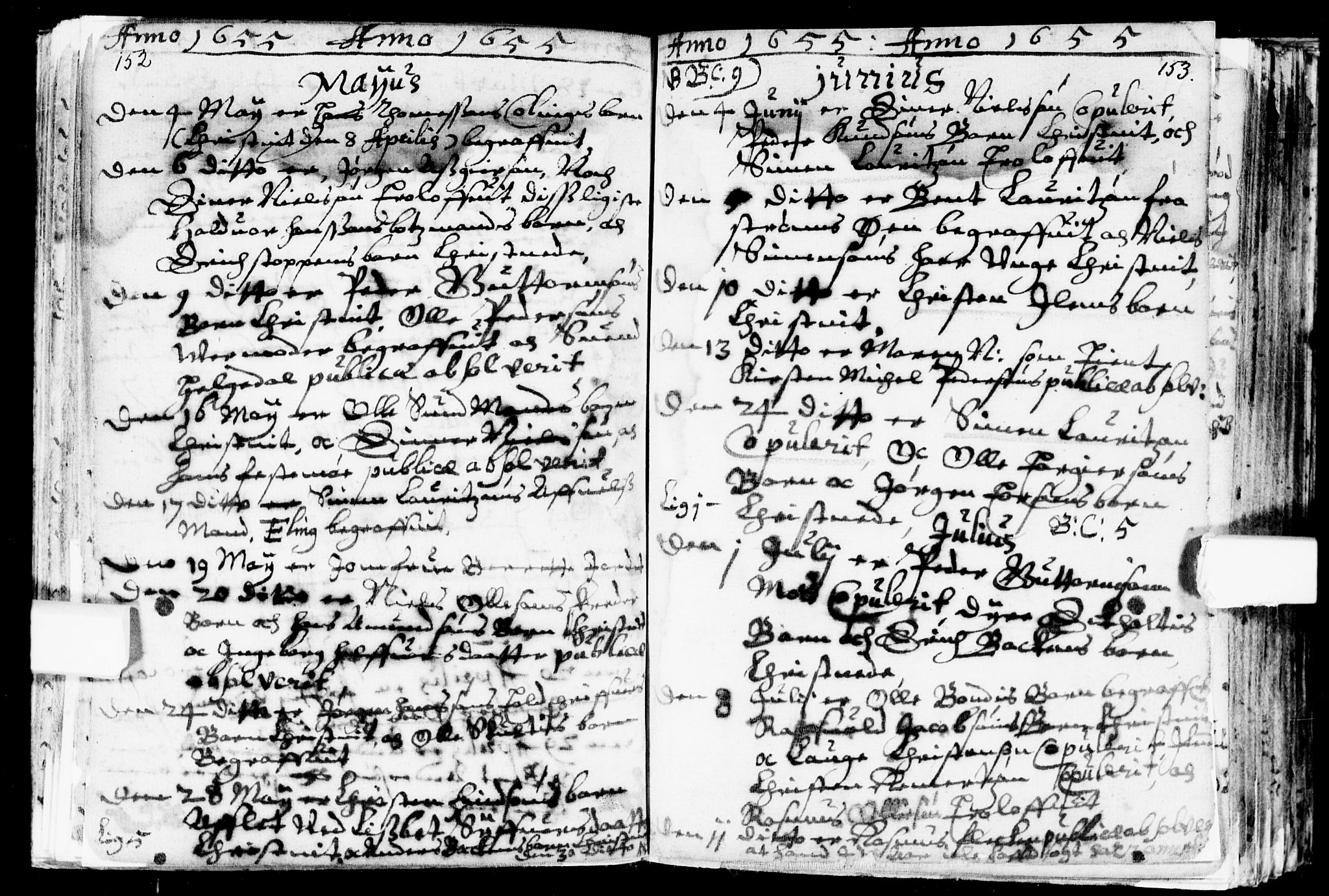 Bragernes kirkebøker, AV/SAKO-A-6/F/Fa/L0001: Parish register (official) no. I 1, 1634-1662, p. 152-153